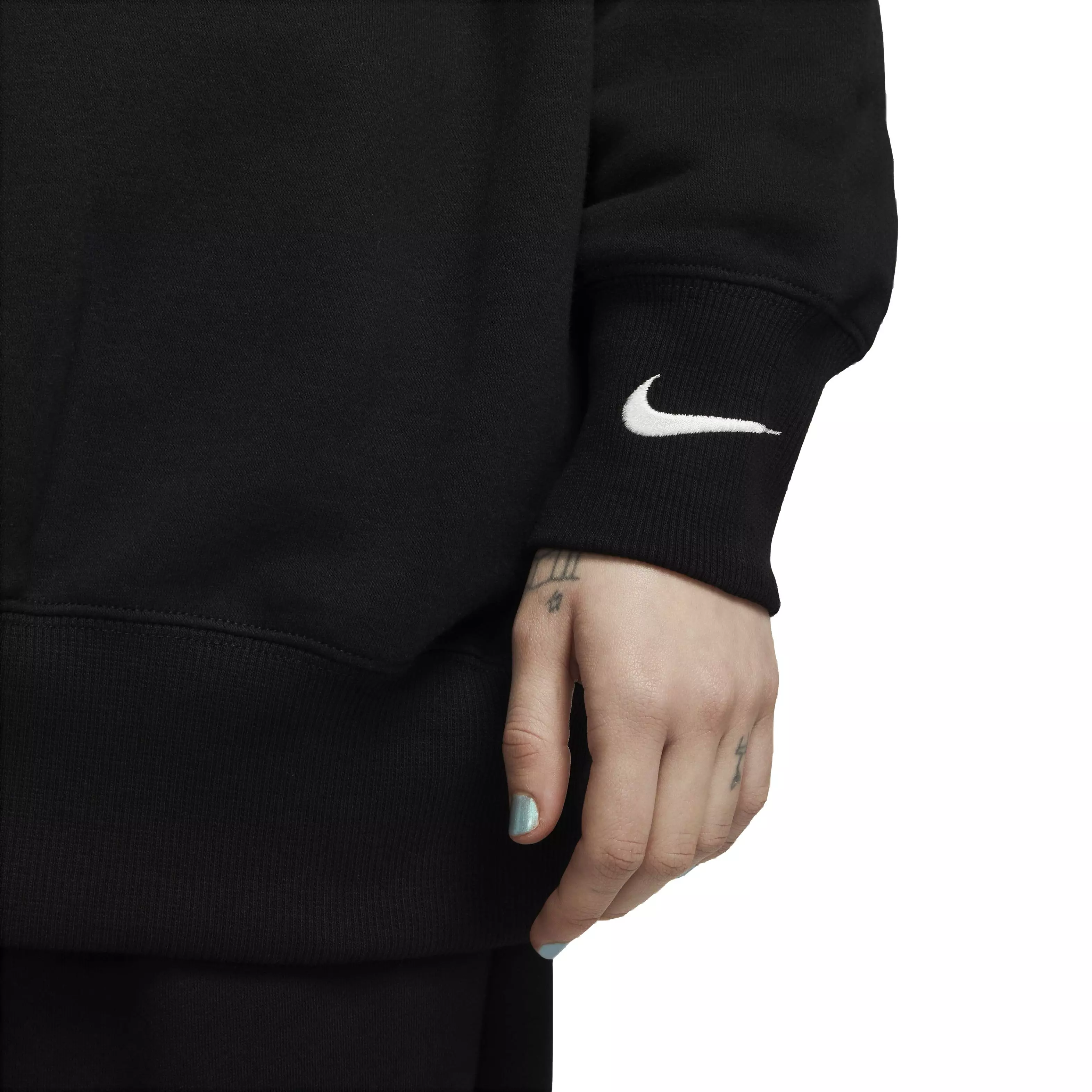 Nike Women's Sportswear Phoenix Fleece Oversized V-Neck Sweatshirt - BLACK