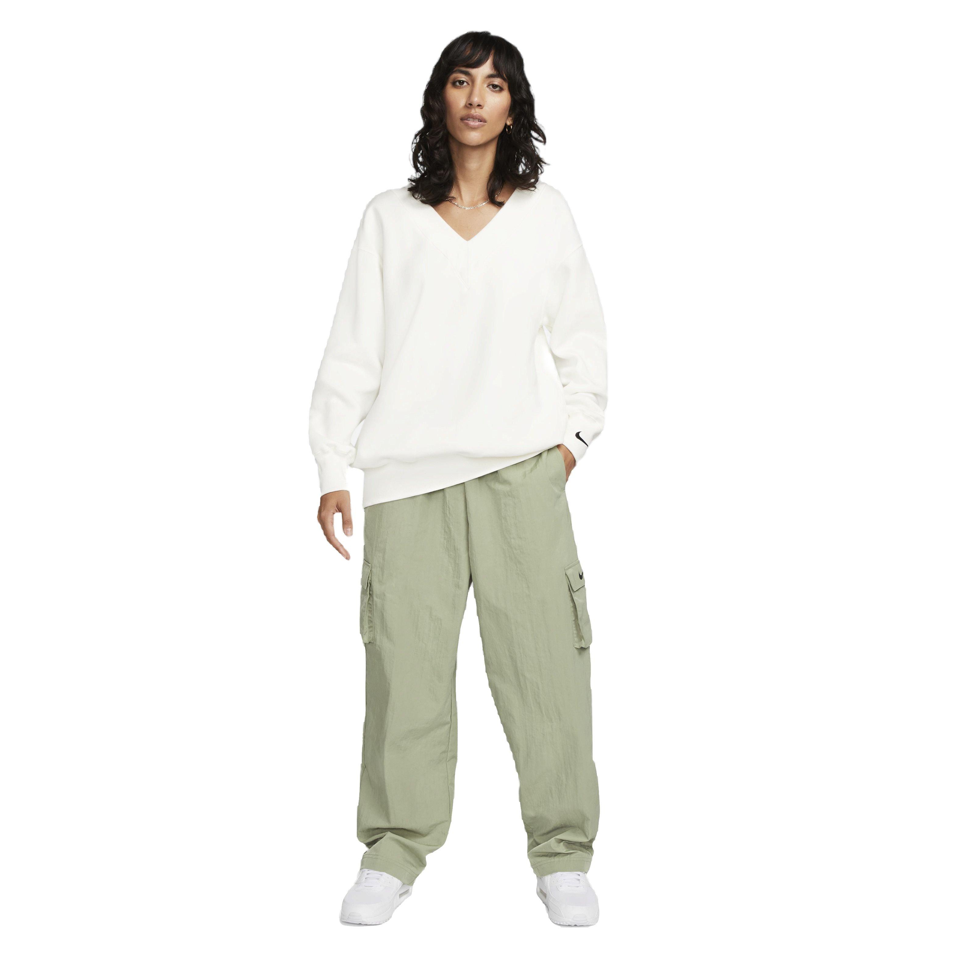 Nike Women's Sportswear Phoenix Fleece Oversized V-Neck Sweatshirt - WHITE Thumbnail View 7