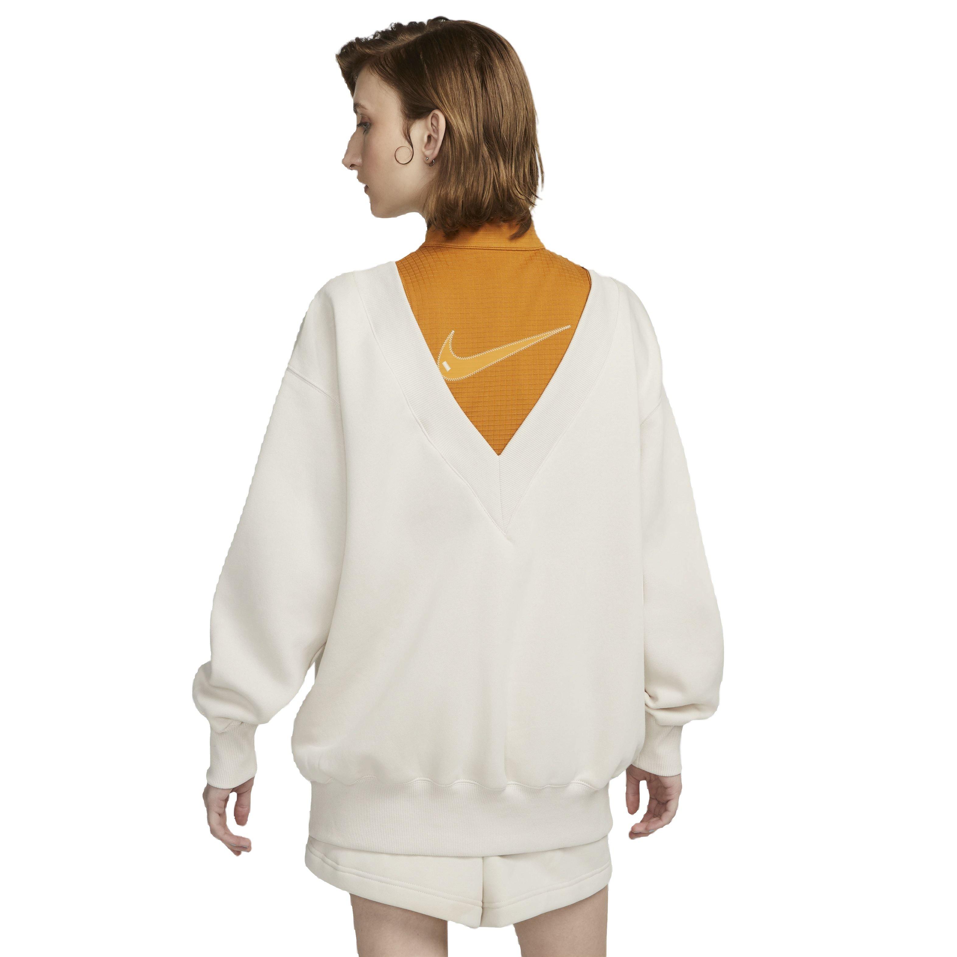 Nike Women's Sportswear Phoenix Fleece Oversized V-Neck Sweatshirt - BROWN Thumbnail View 2