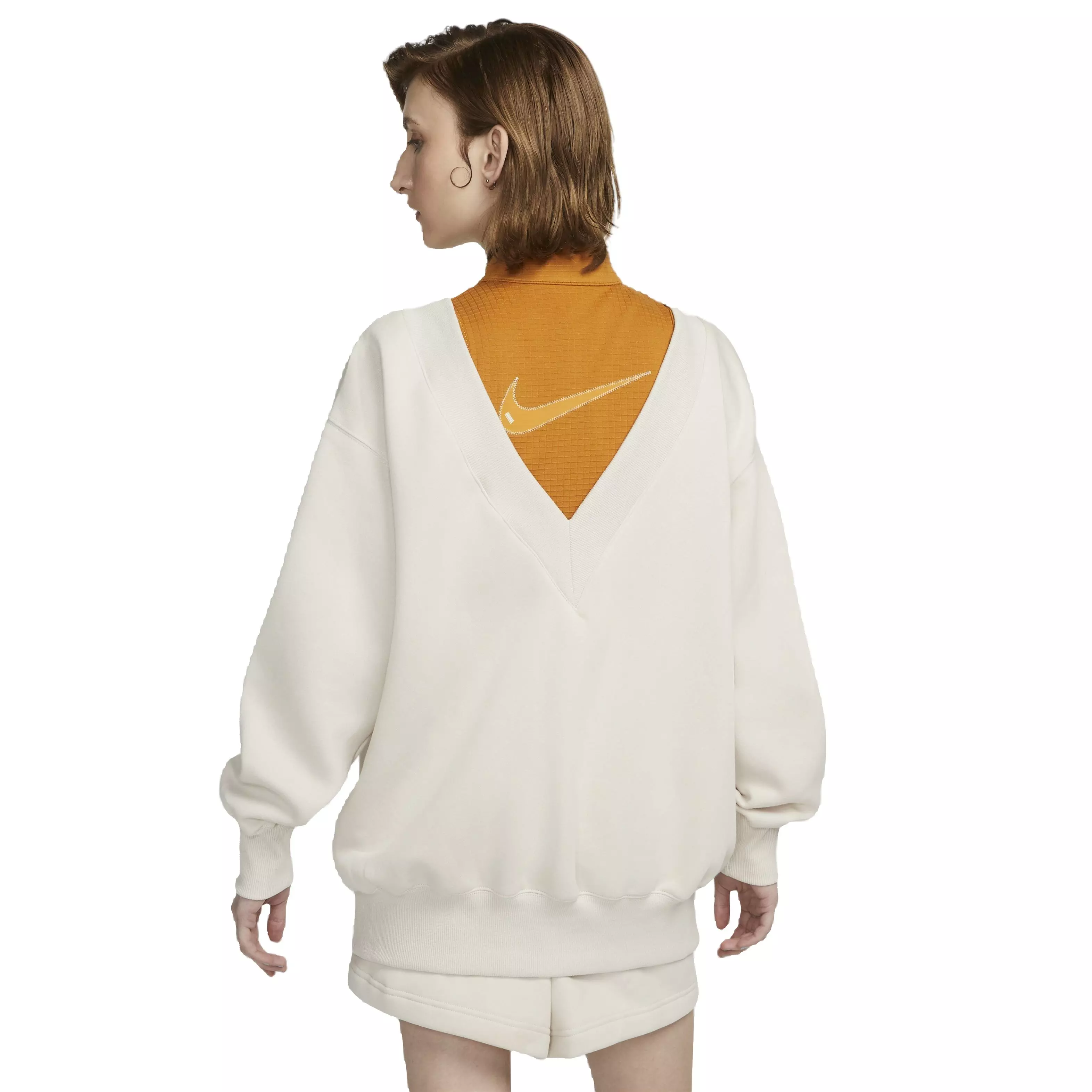 Nike Women's Sportswear Phoenix Fleece Oversized V-Neck Sweatshirt - BROWN