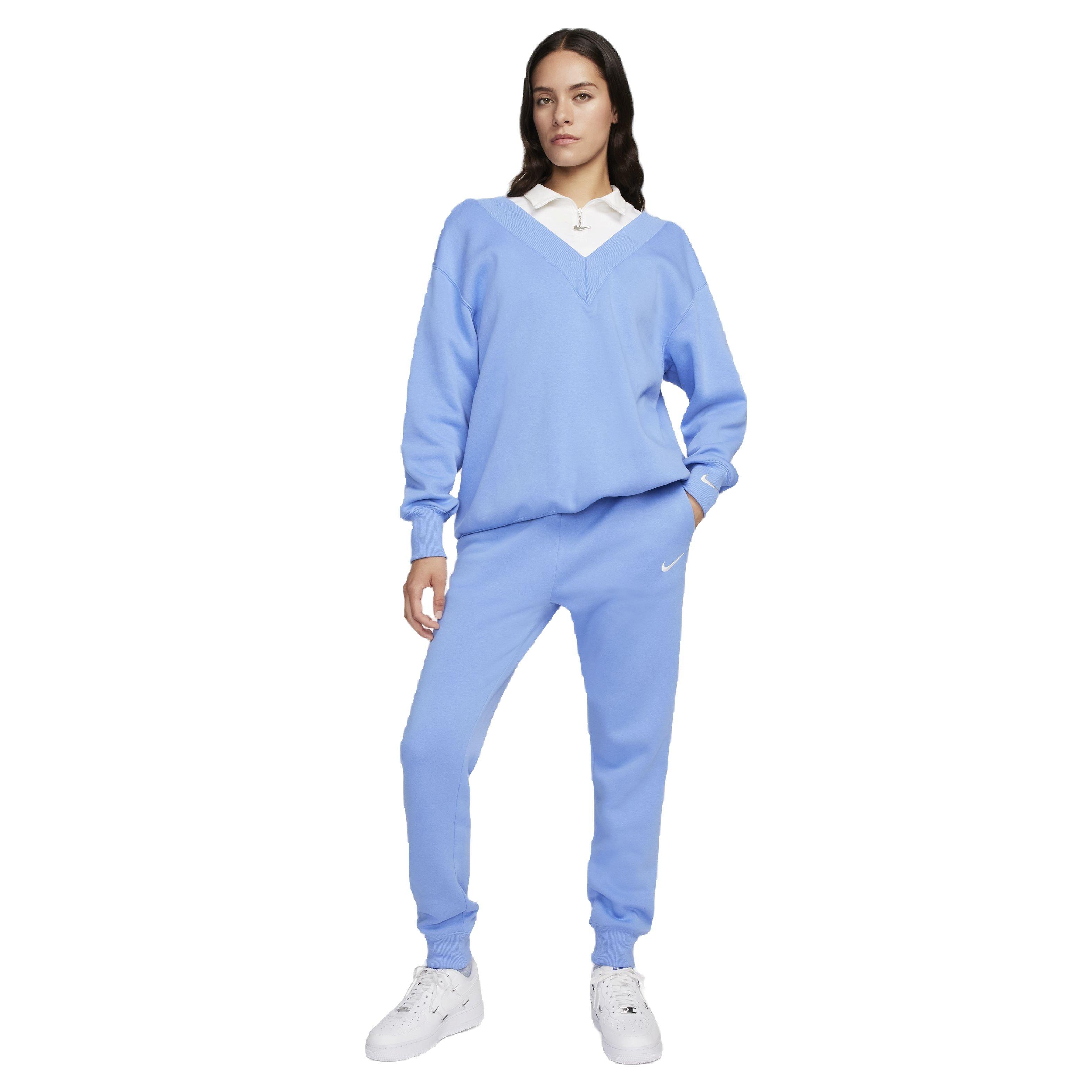 Nike Women's Sportswear Phoenix Fleece Oversized V-Neck Sweatshirt - BLUE Thumbnail View 7