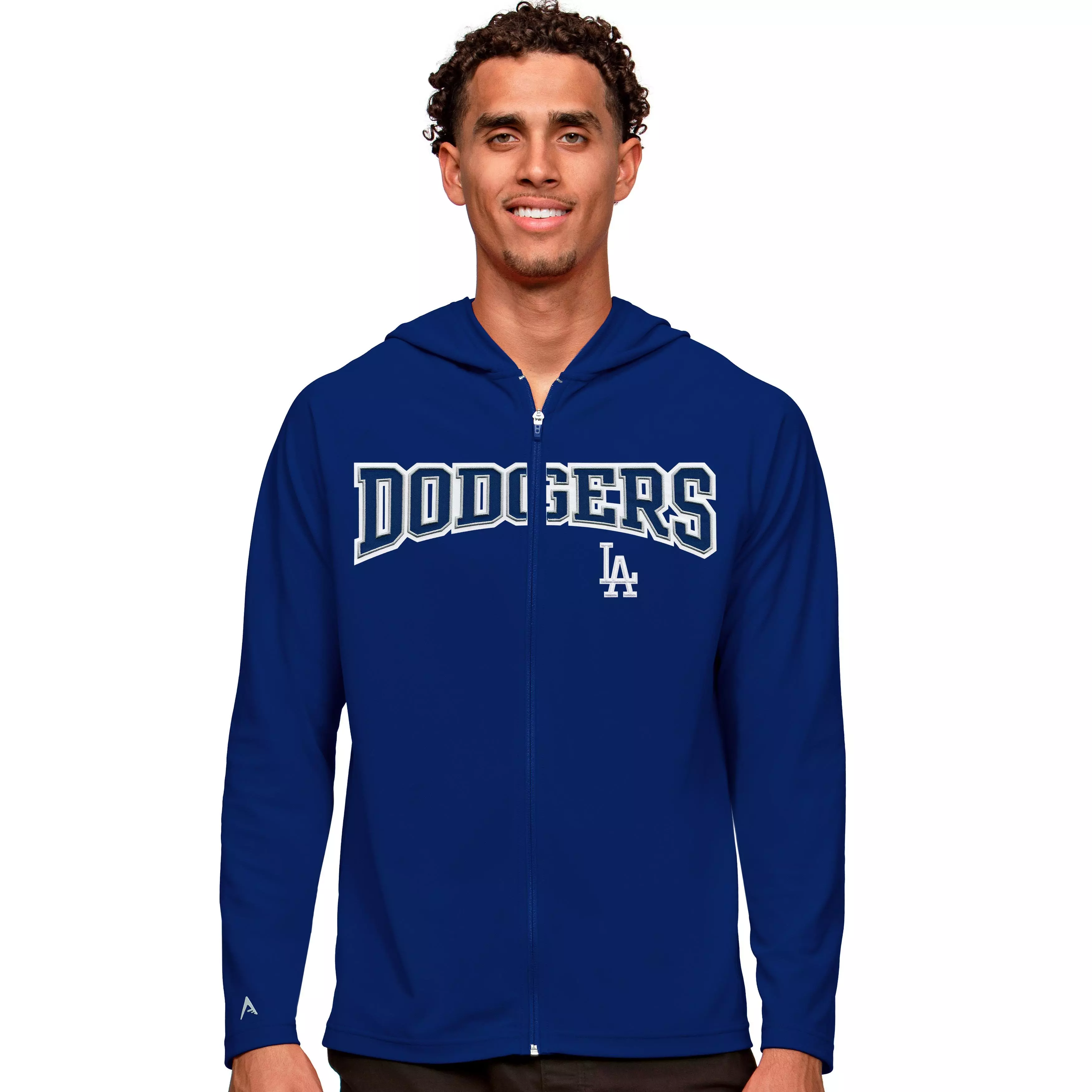 Antigua Men's Los Angeles Dodgers Legacy Full Logo Full-Zip Hoodie-Royal - ROYAL