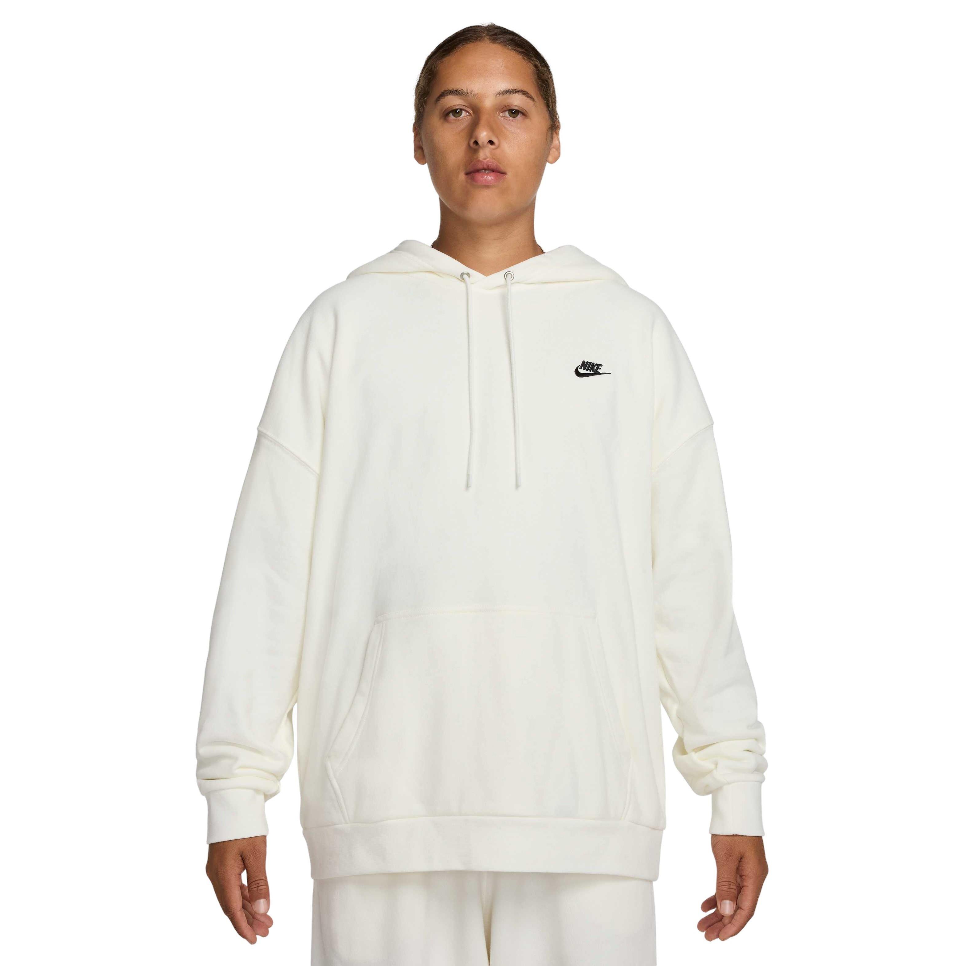 Nike Men's Club Fleece Oversized French terry Pullover Hoodie - White - WHITE Thumbnail View 1