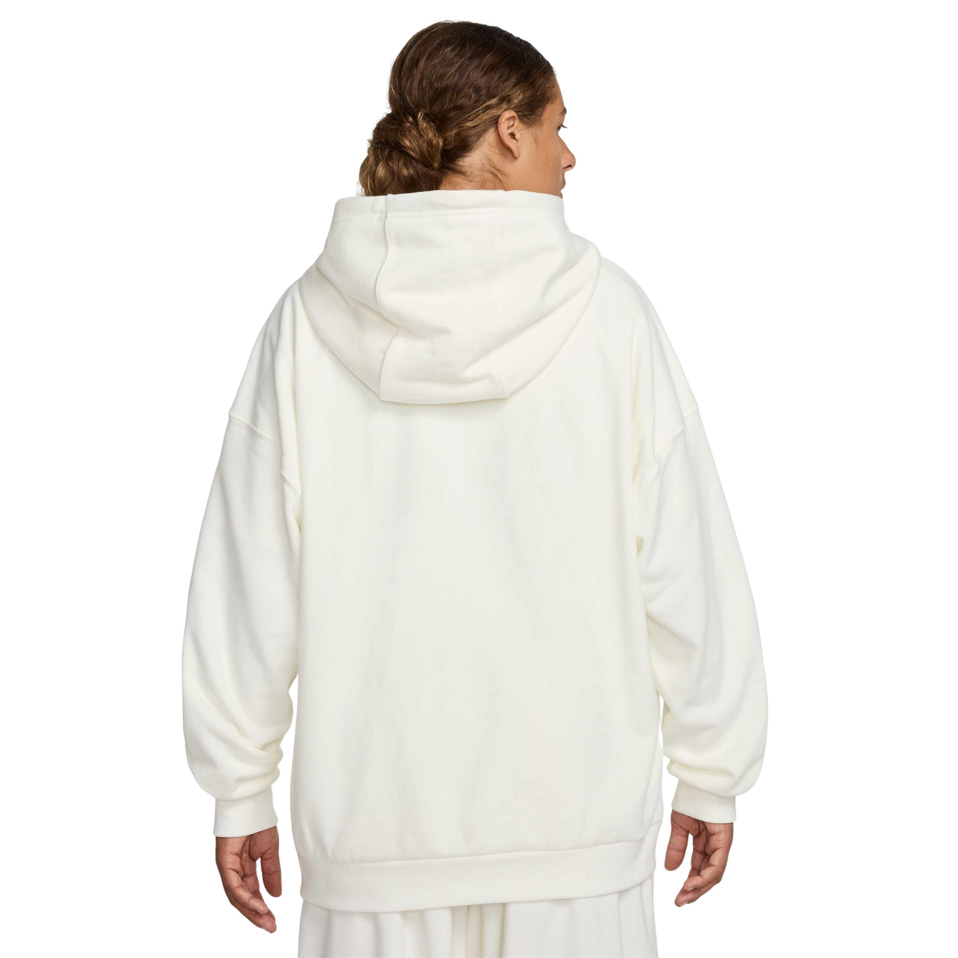 Nike Men's Club Fleece Oversized French terry Pullover Hoodie - White - WHITE Thumbnail View 2