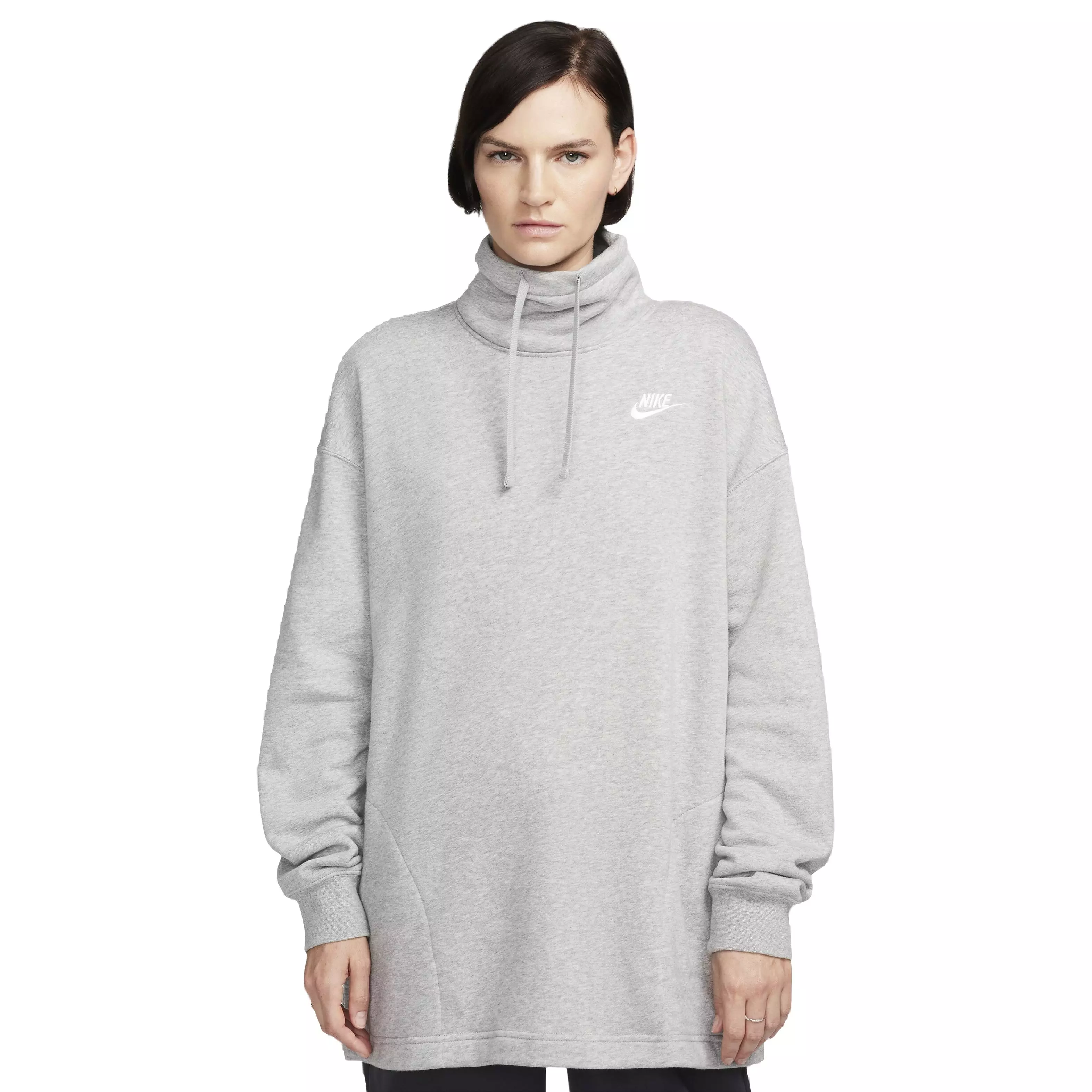 Nike Women's Sportswear Club Fleece Oversized Mock-Neck Sweatshirt - GREY