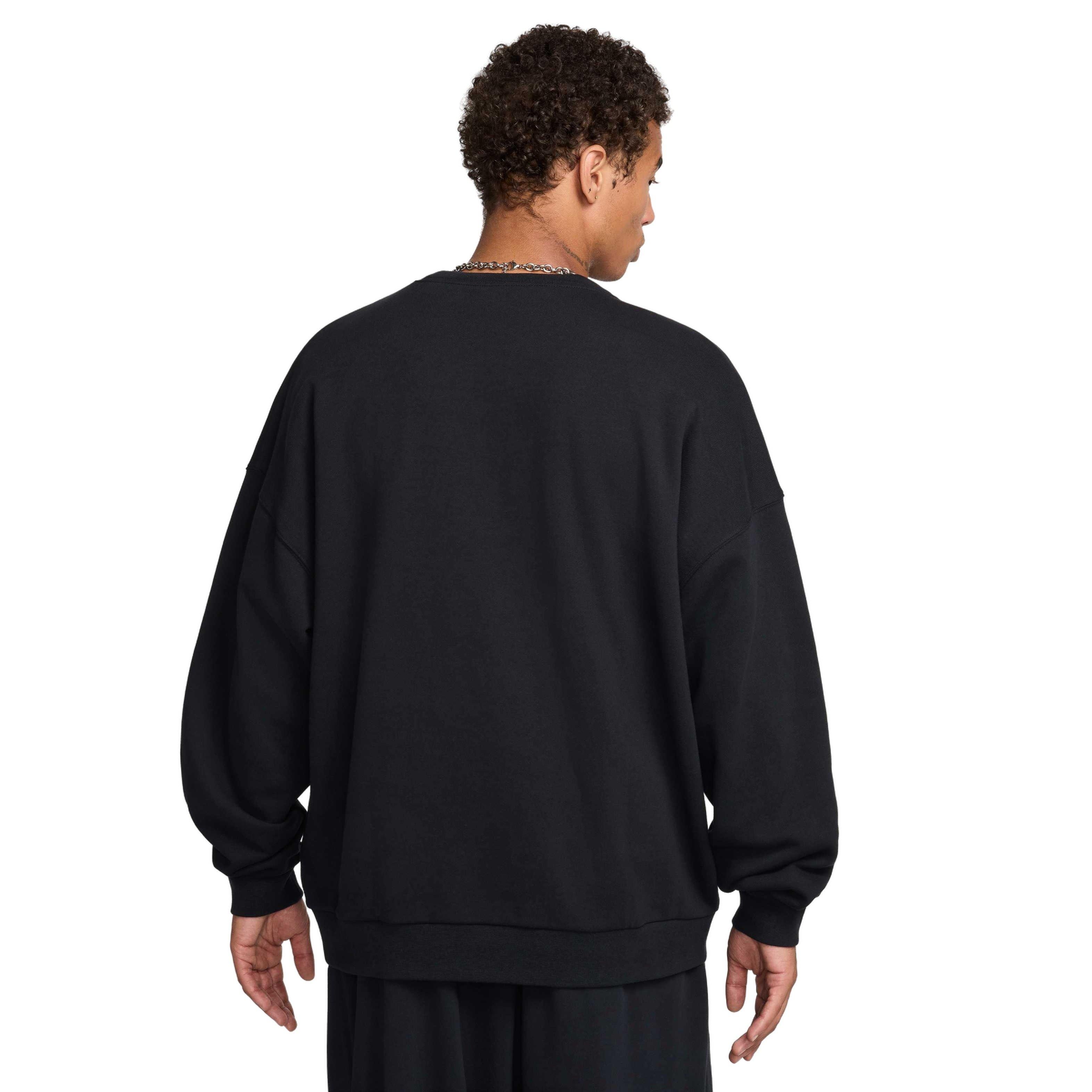 Nike Men's Club Fleece Oversized French Terry Crew - BLACK Thumbnail View 2
