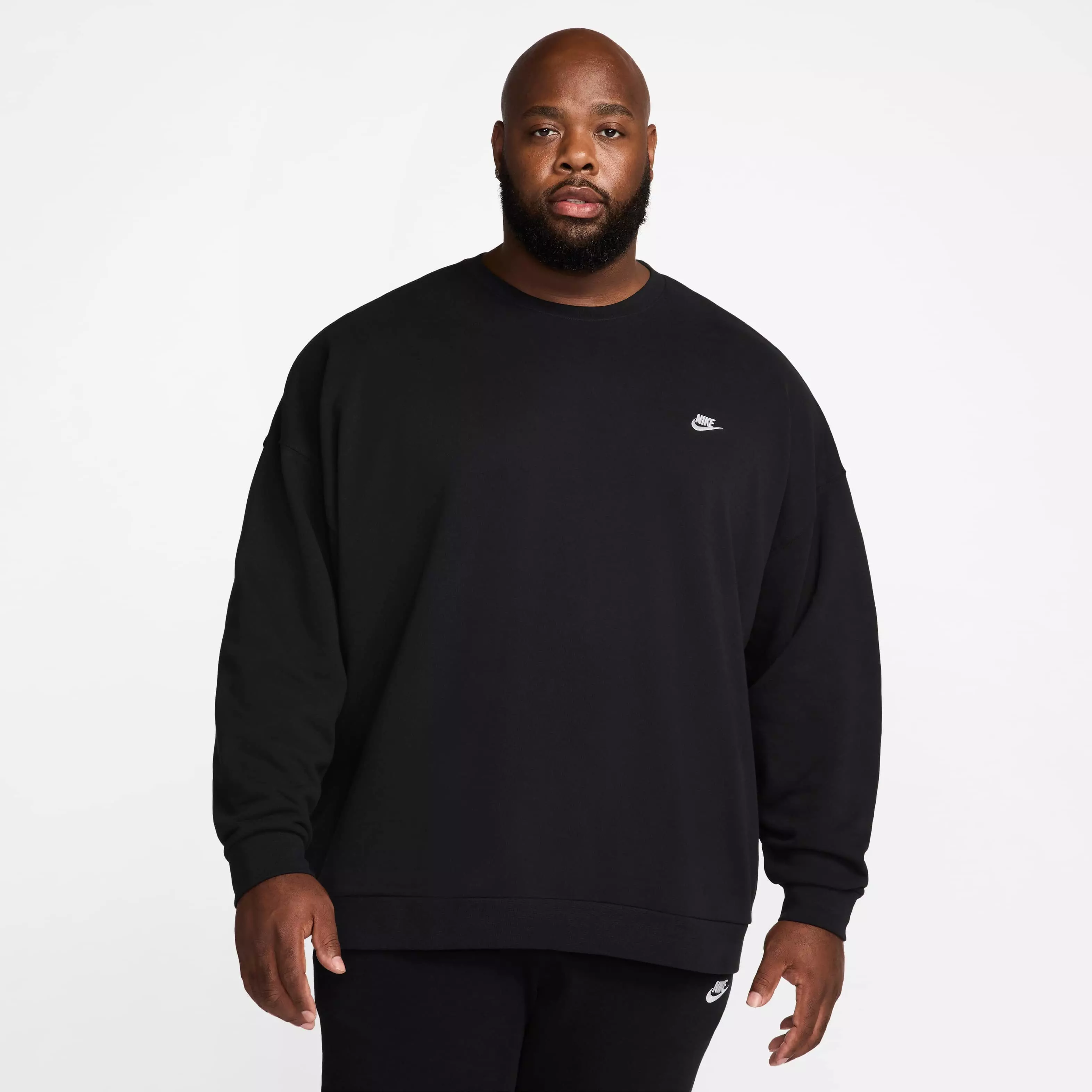 Nike Men's Club Fleece Oversized French Terry Crew - BLACK