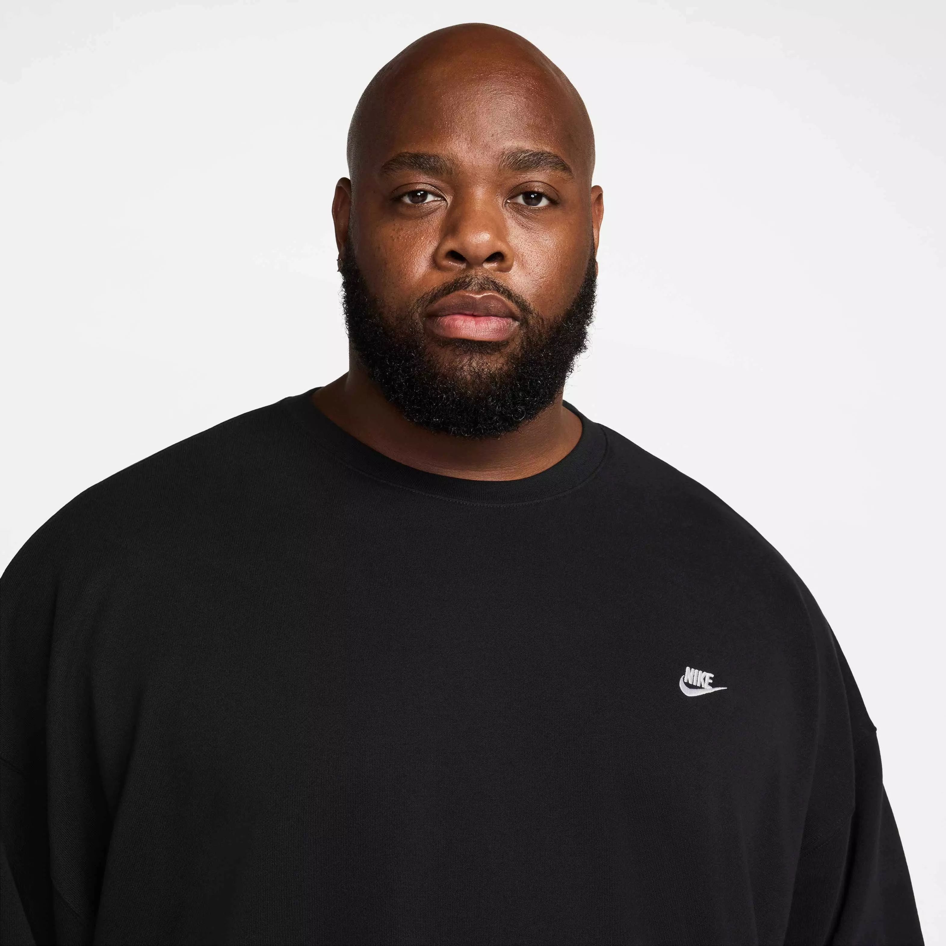 Nike Men's Club Fleece Oversized French Terry Crew - BLACK