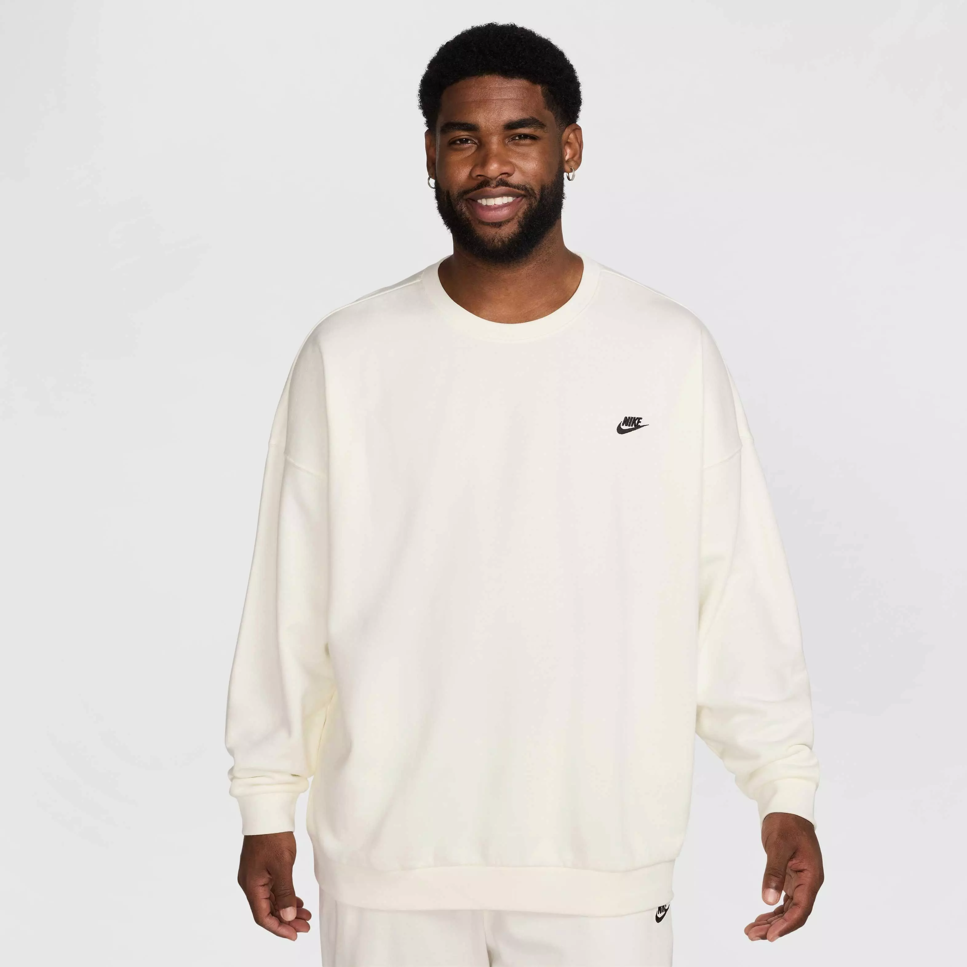 Nike Men's Club Fleece Oversized French Terry Crew - WHITE