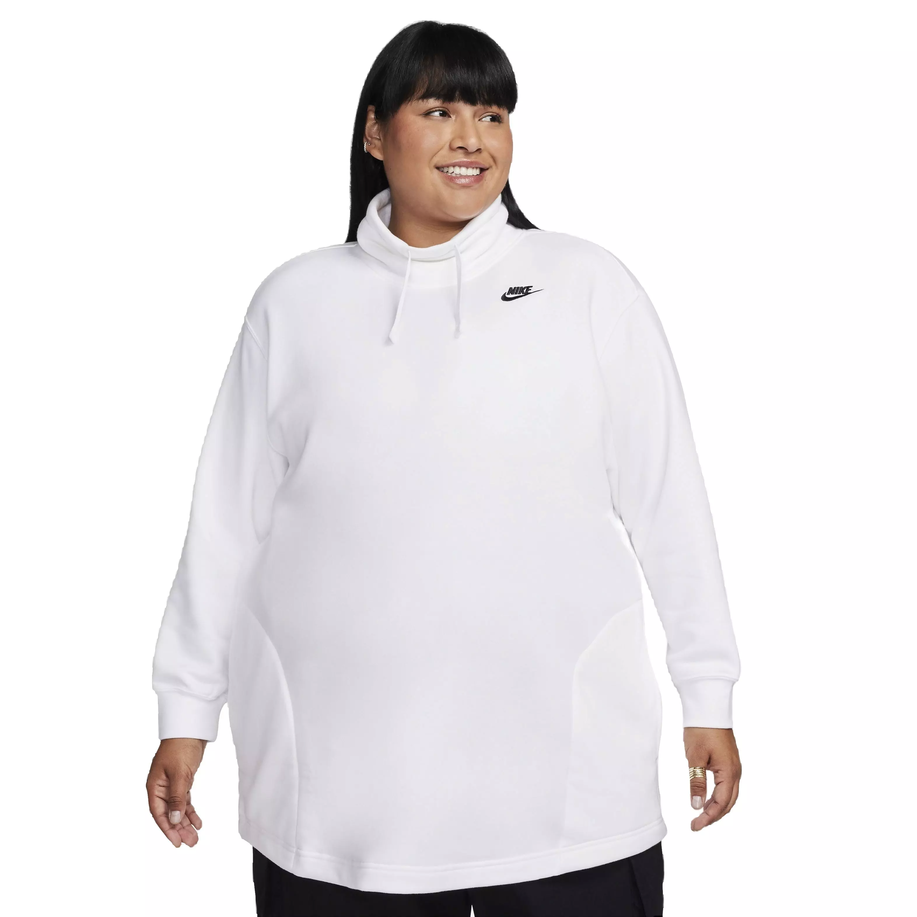 Nike Women's Sportswear Club Fleece Oversized Mock-Neck Sweatshirt - WHITE