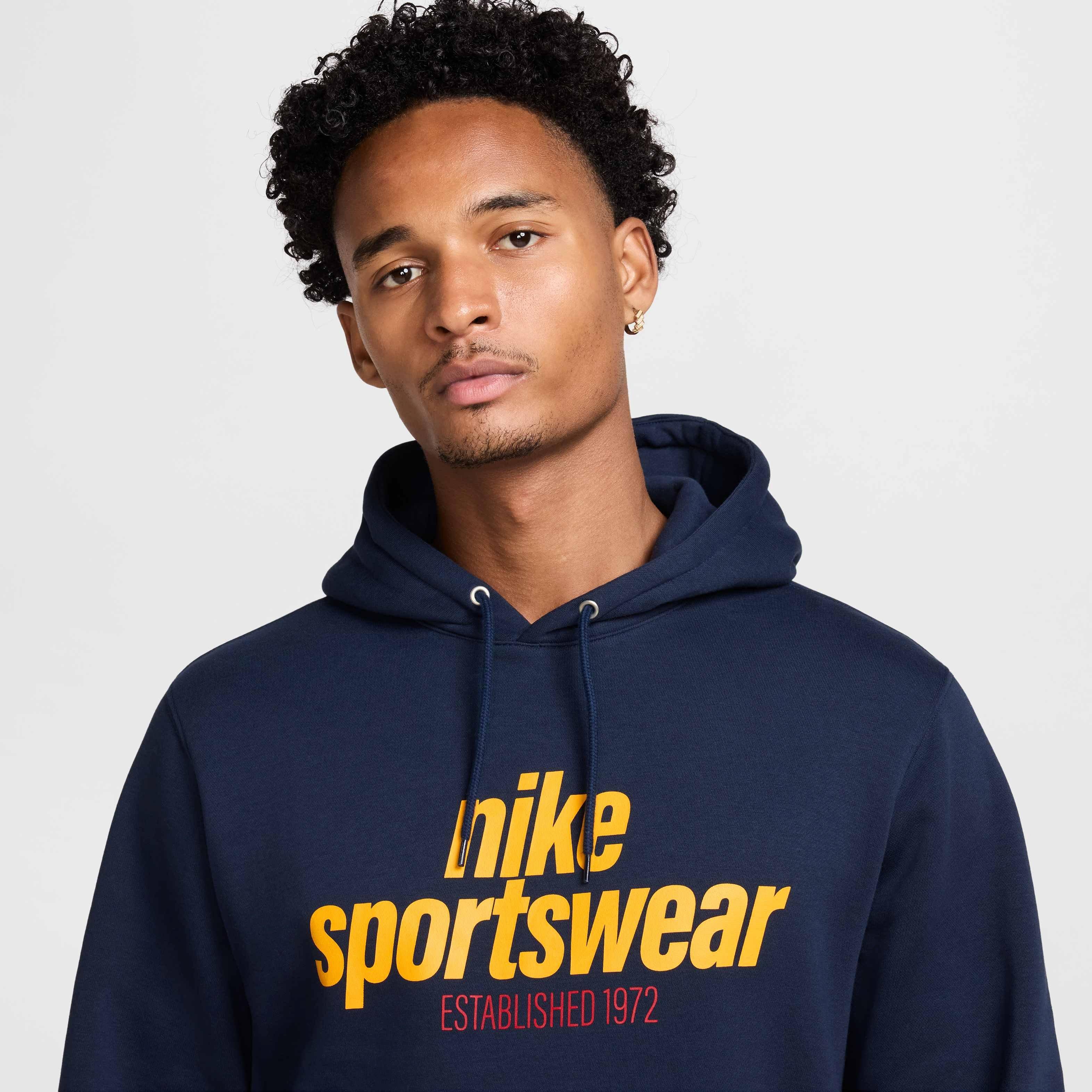 Nike Men's Club Fleece Pullover Hoodie -Blue - BLUE Thumbnail View 3