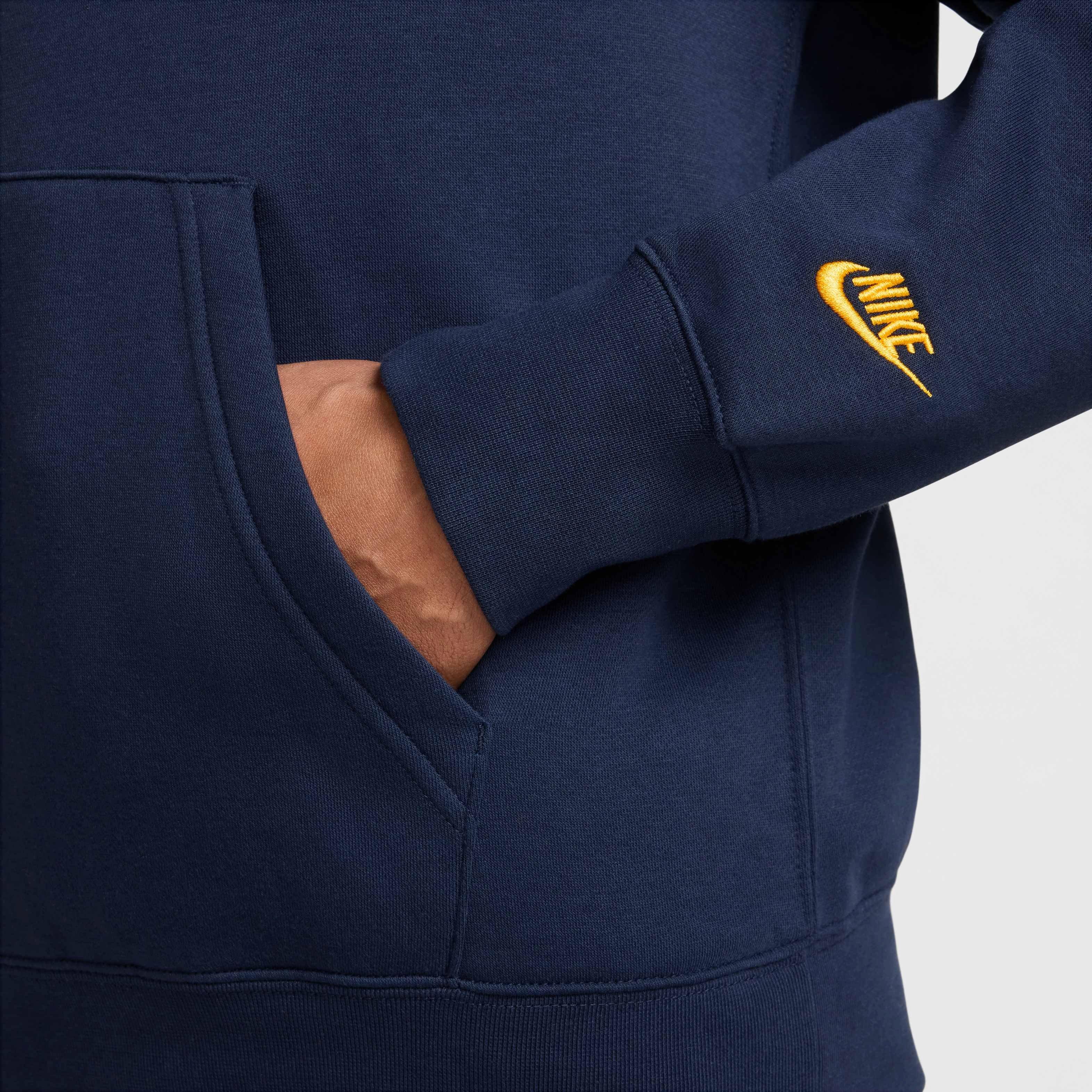 Nike Men's Club Fleece Pullover Hoodie -Blue - BLUE Thumbnail View 4