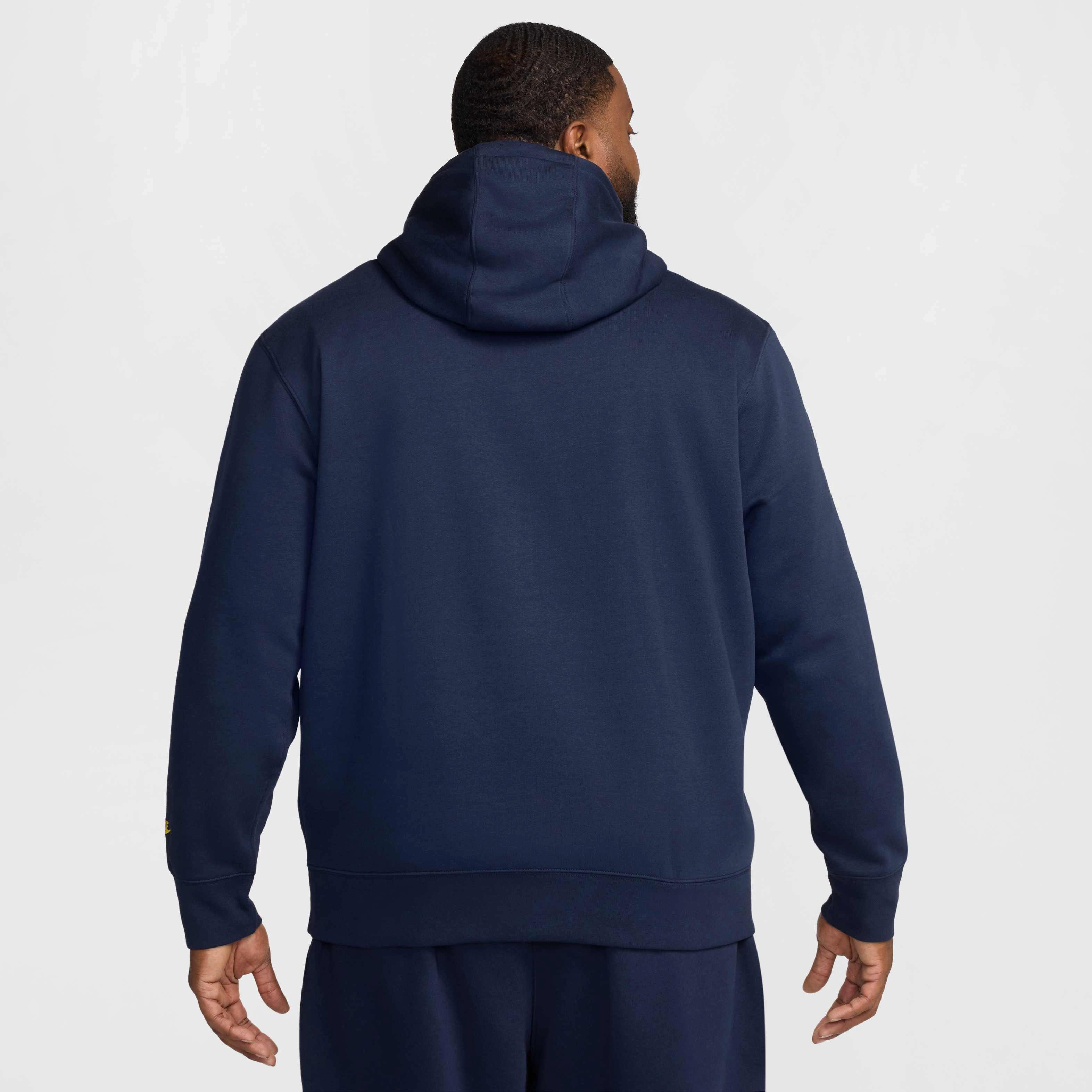 Nike Men's Club Fleece Pullover Hoodie -Blue - BLUE Thumbnail View 8