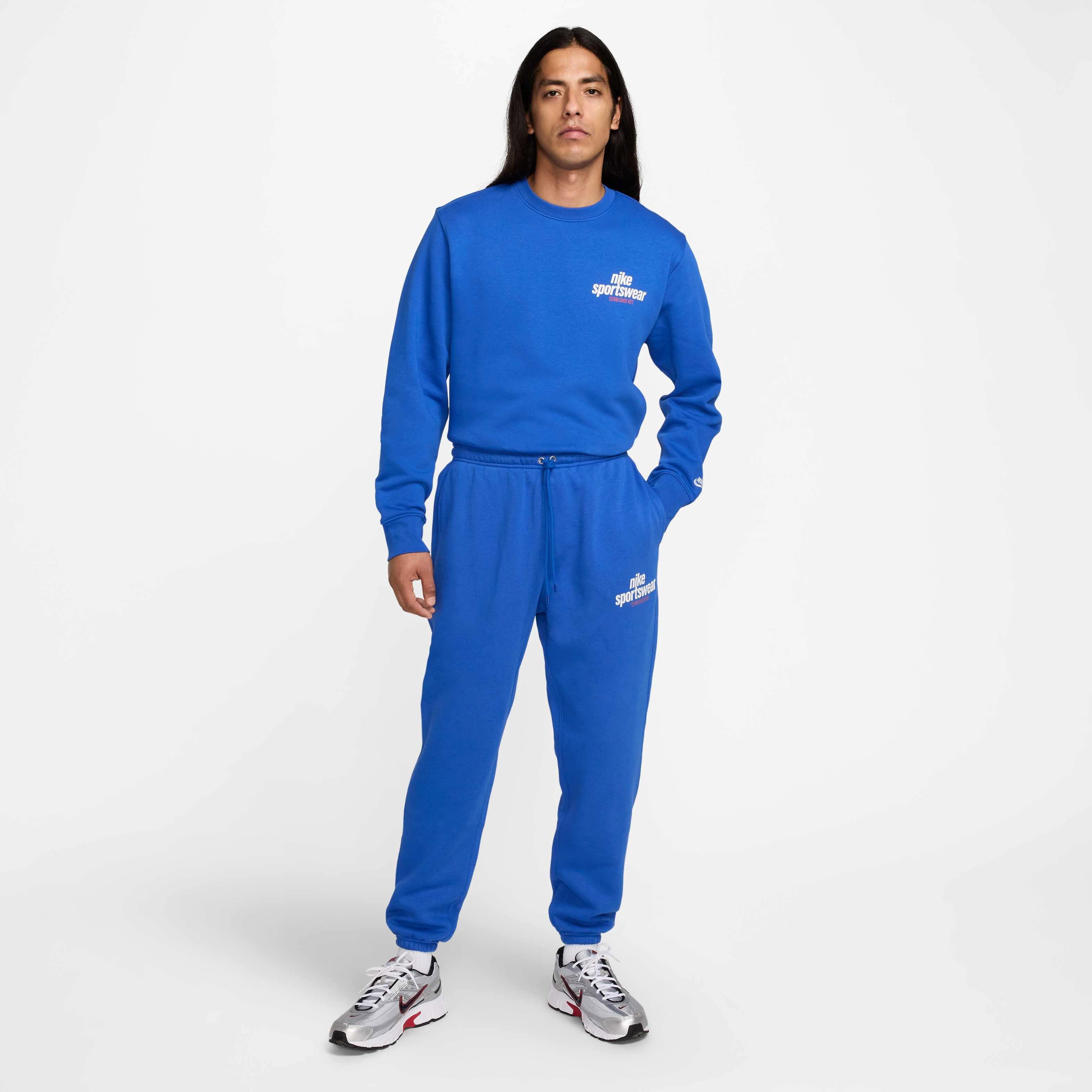 Nike Men's Club BB Fleece Crew Sweatshirt - ROYAL Thumbnail View 5