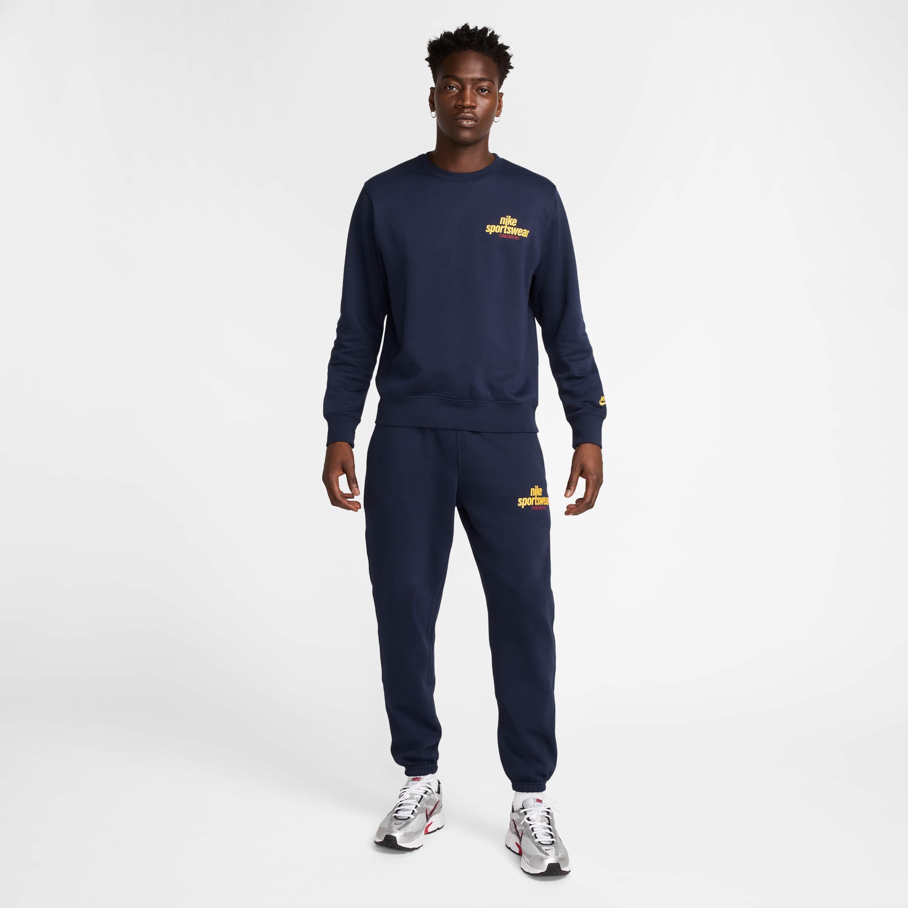 Nike Men's Club BB Fleece Crew - BLUE Thumbnail View 5