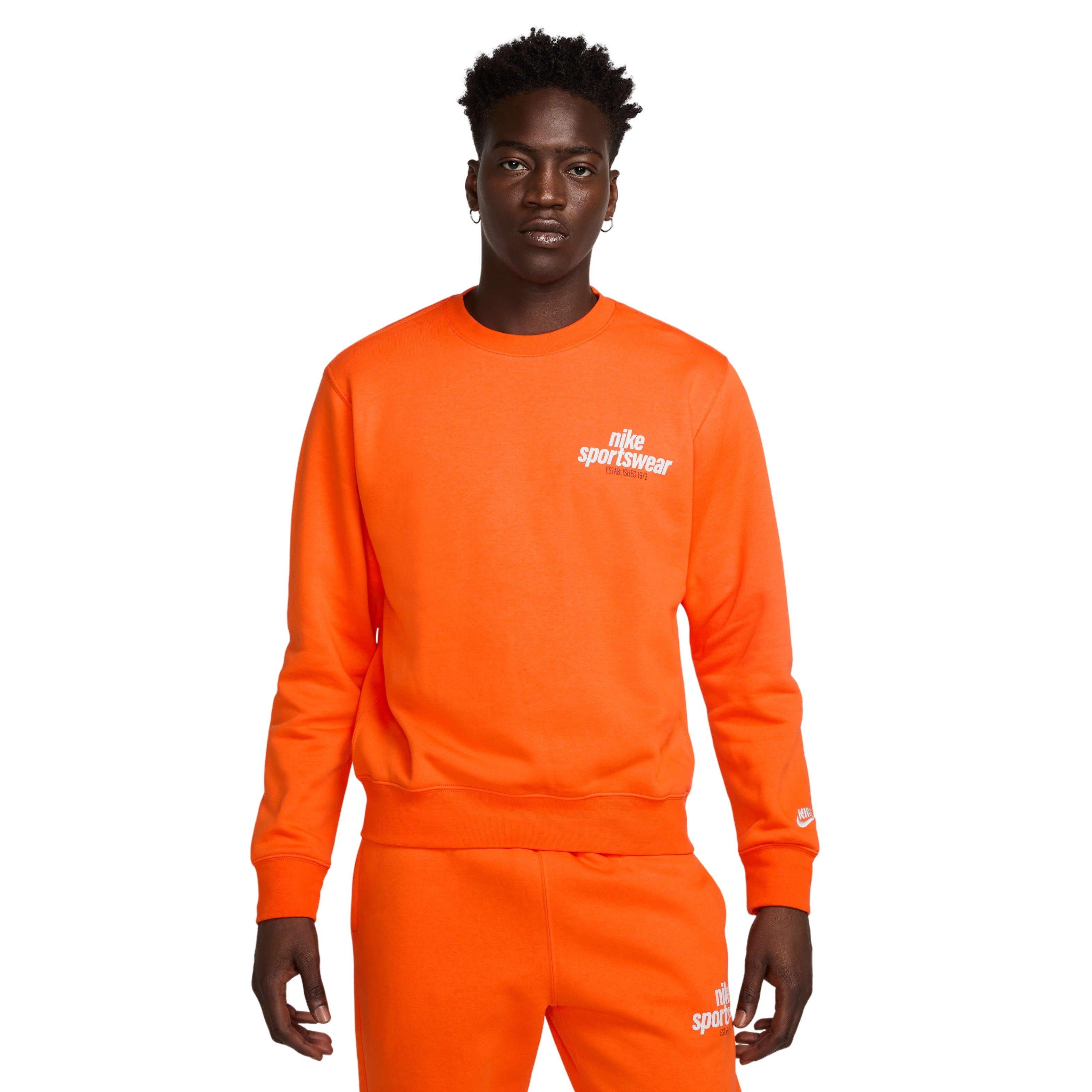 Nike Men's Club BB Fleece Crew Sweatshirt - ORANGE Thumbnail View 1