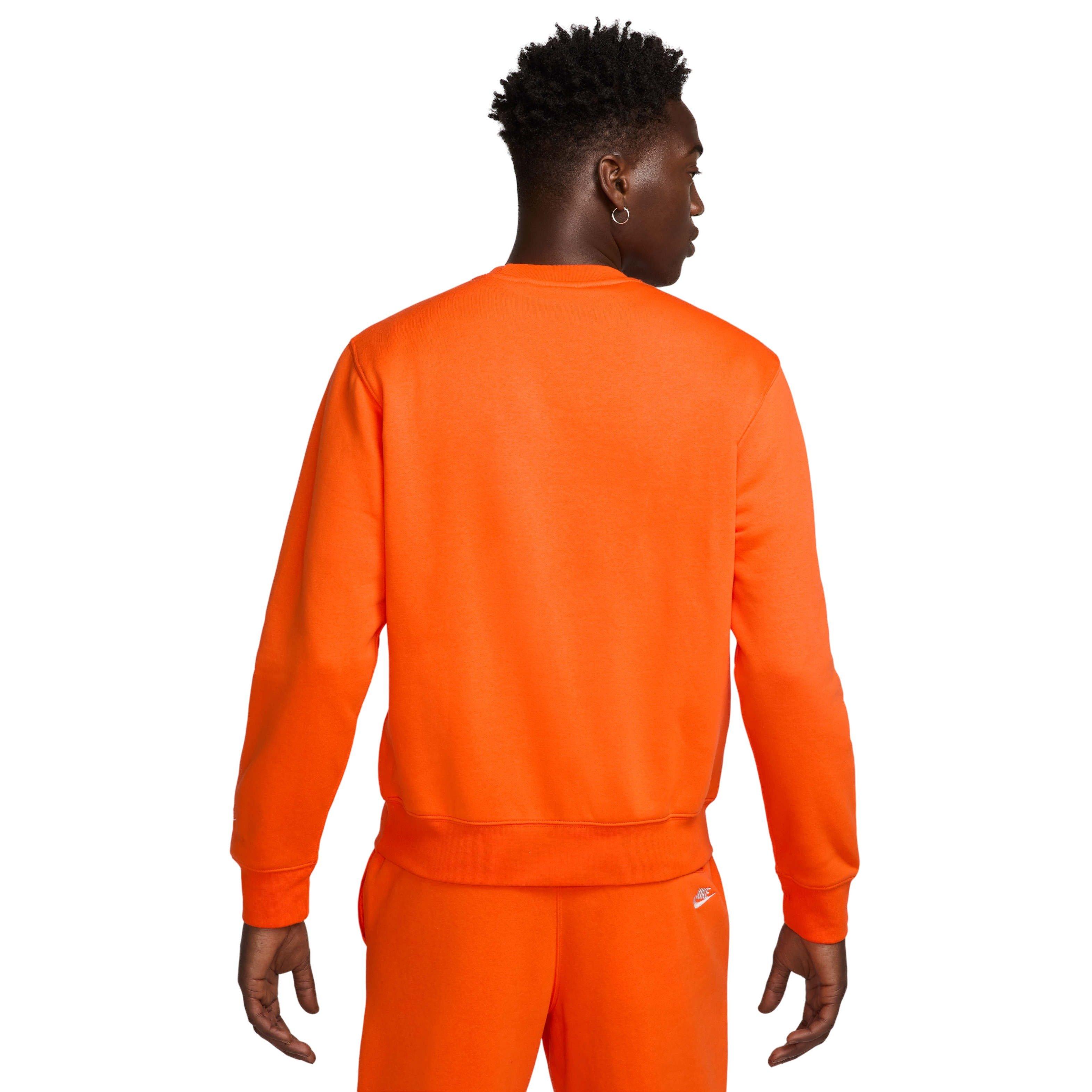 Nike Men's Club BB Fleece Crew Sweatshirt - ORANGE Thumbnail View 2