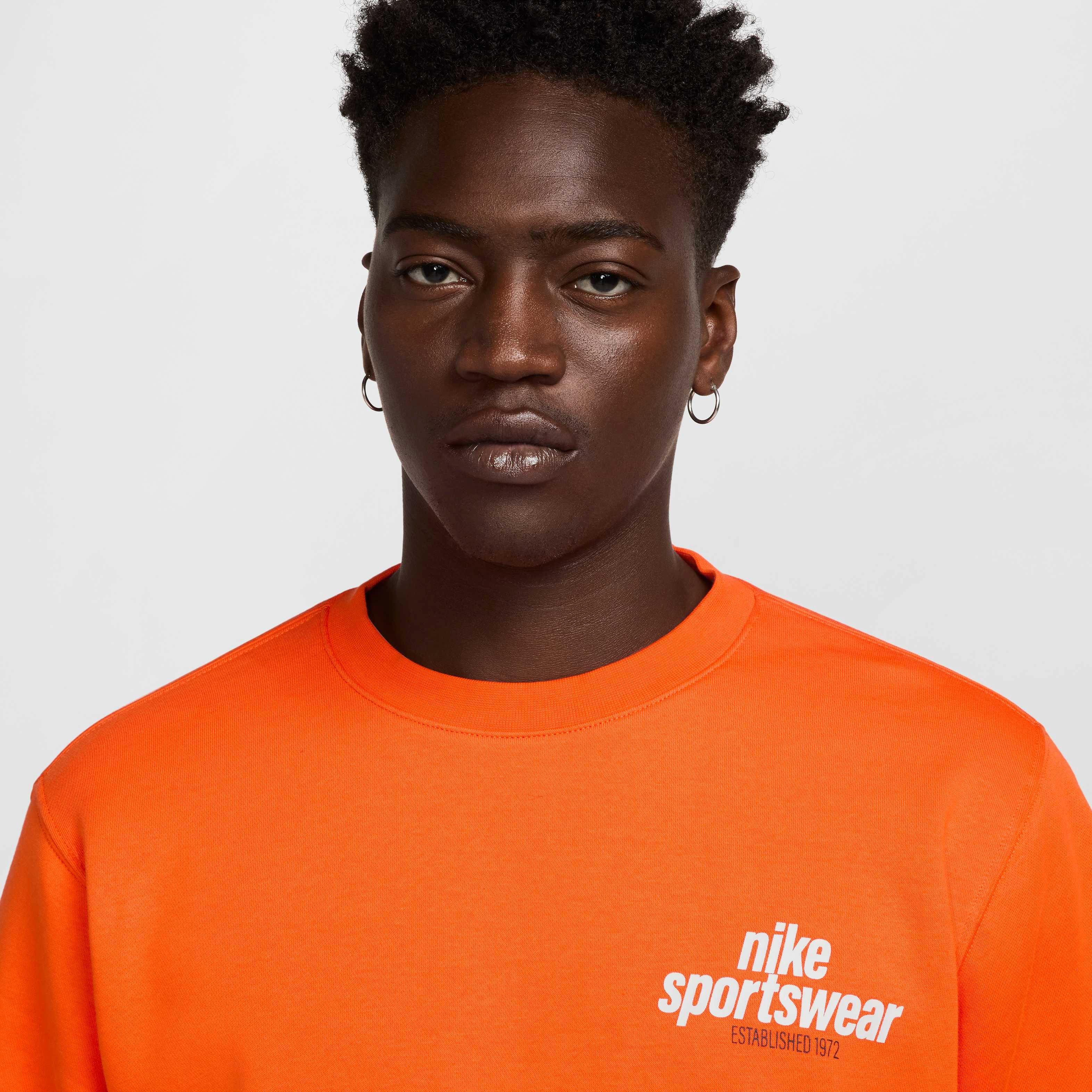 Nike Men's Club BB Fleece Crew Sweatshirt - ORANGE Thumbnail View 3