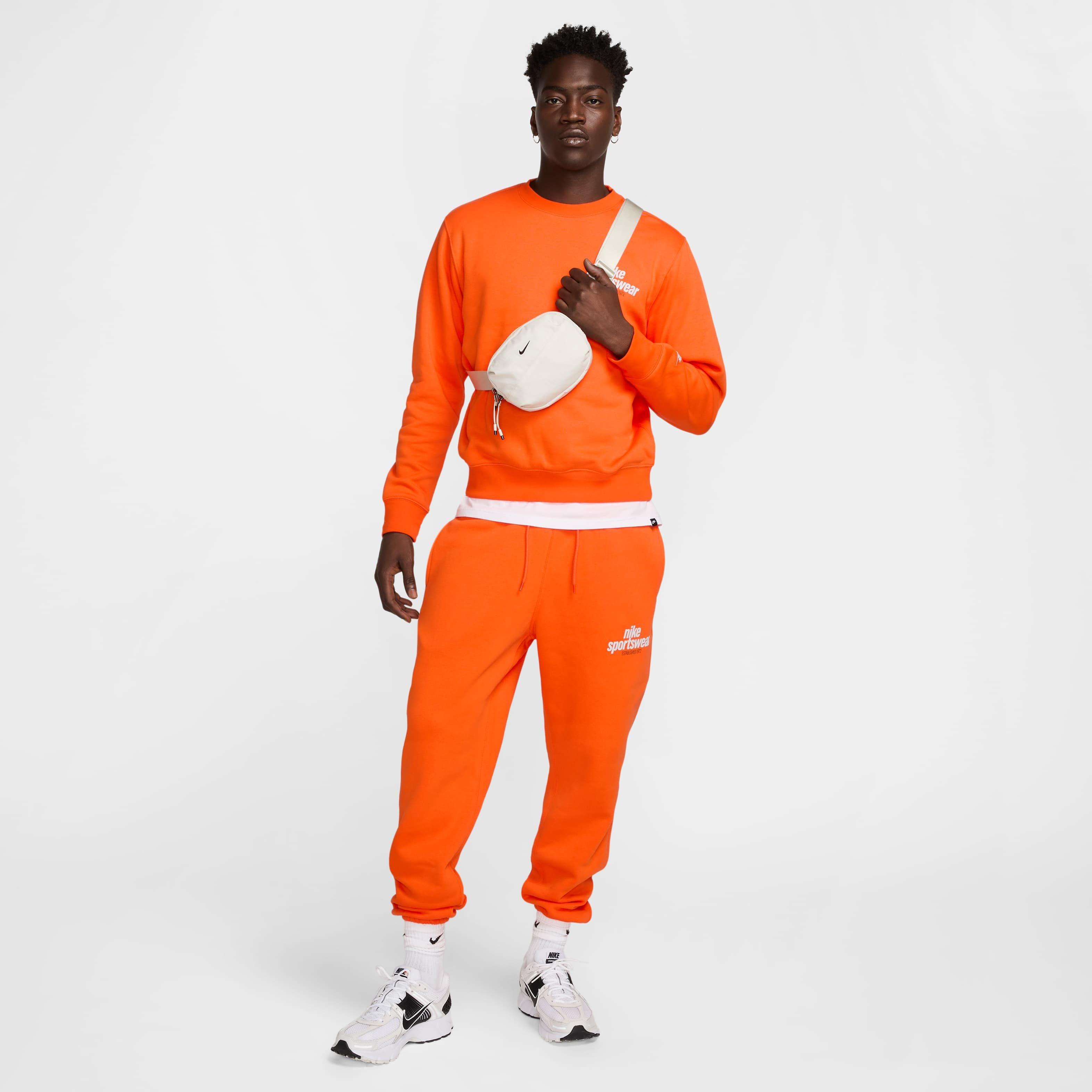 Nike Men's Club BB Fleece Crew Sweatshirt - ORANGE Thumbnail View 5