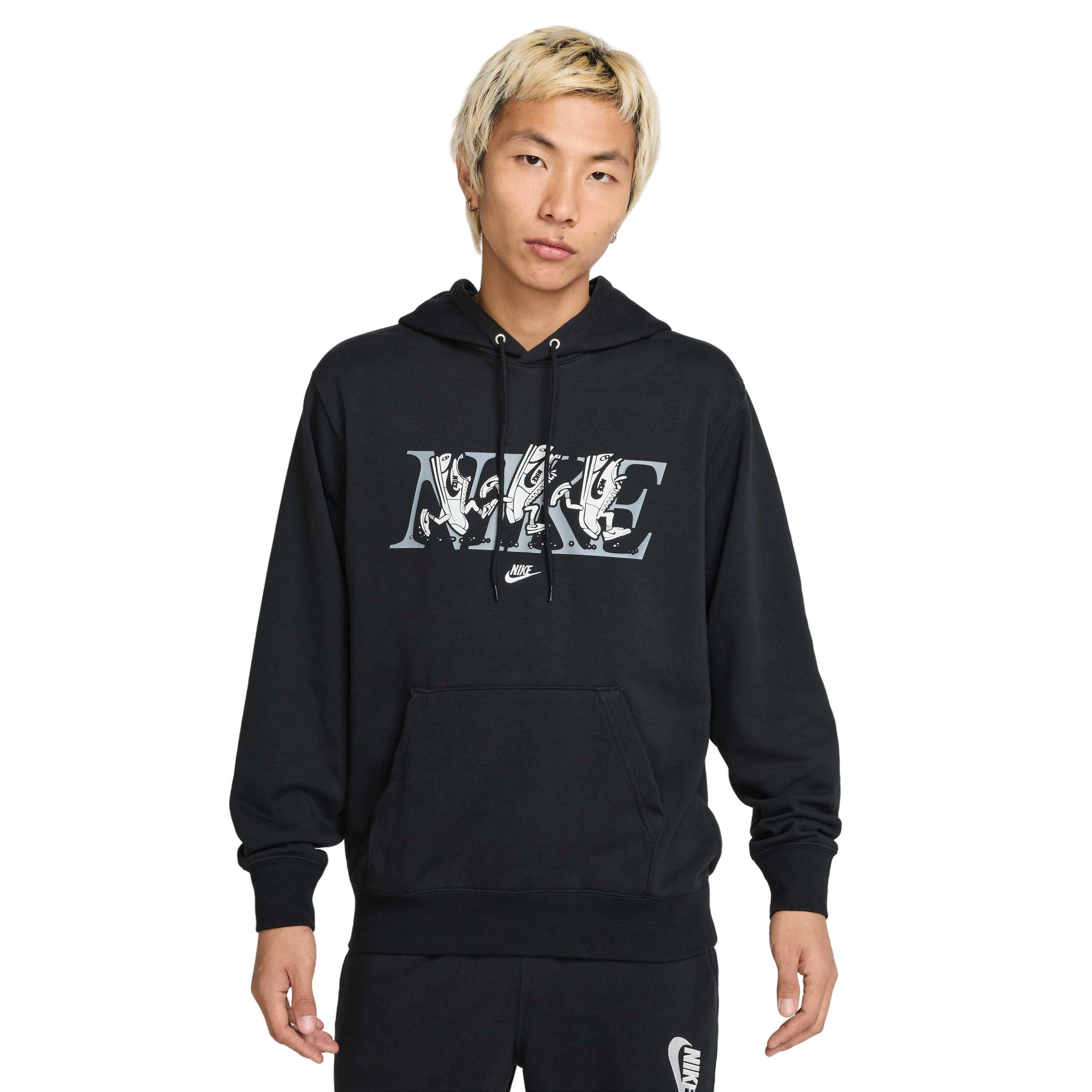 Nike Men's Club SSNL French Terry Hoodie - BLACK Thumbnail View 1