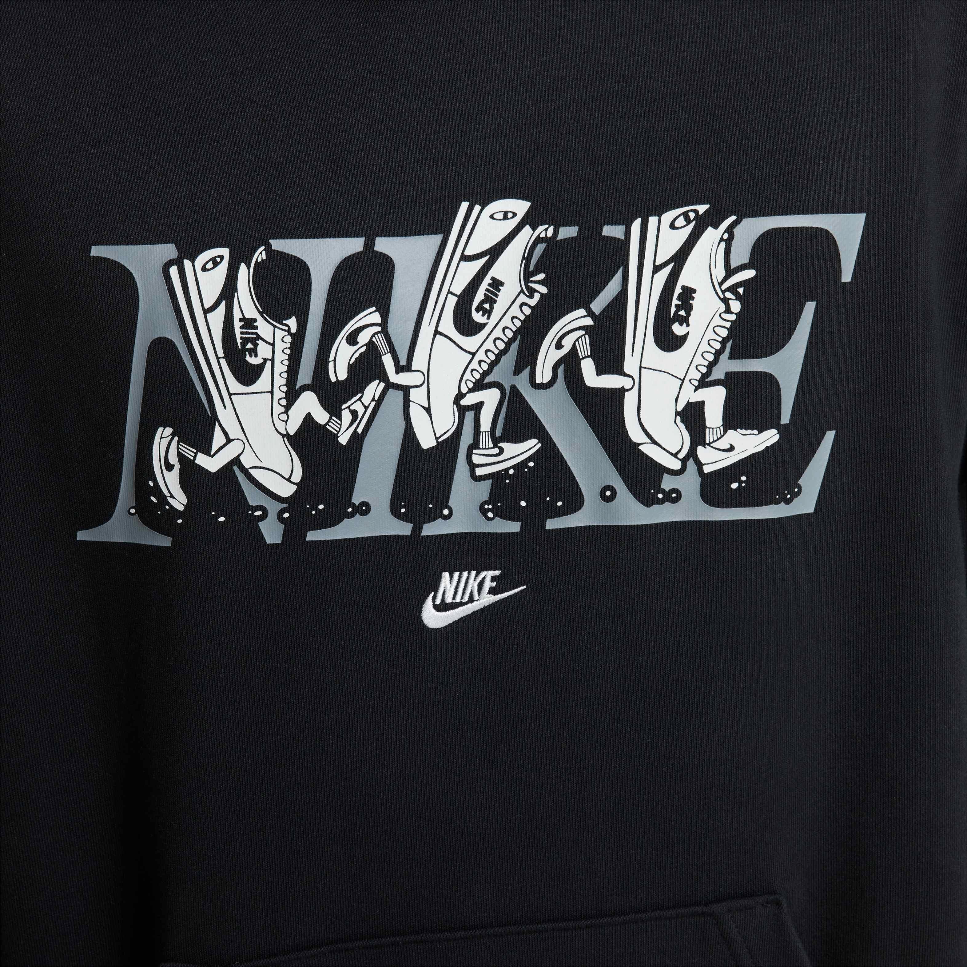 Nike Men's Club SSNL French Terry Hoodie - BLACK Thumbnail View 4