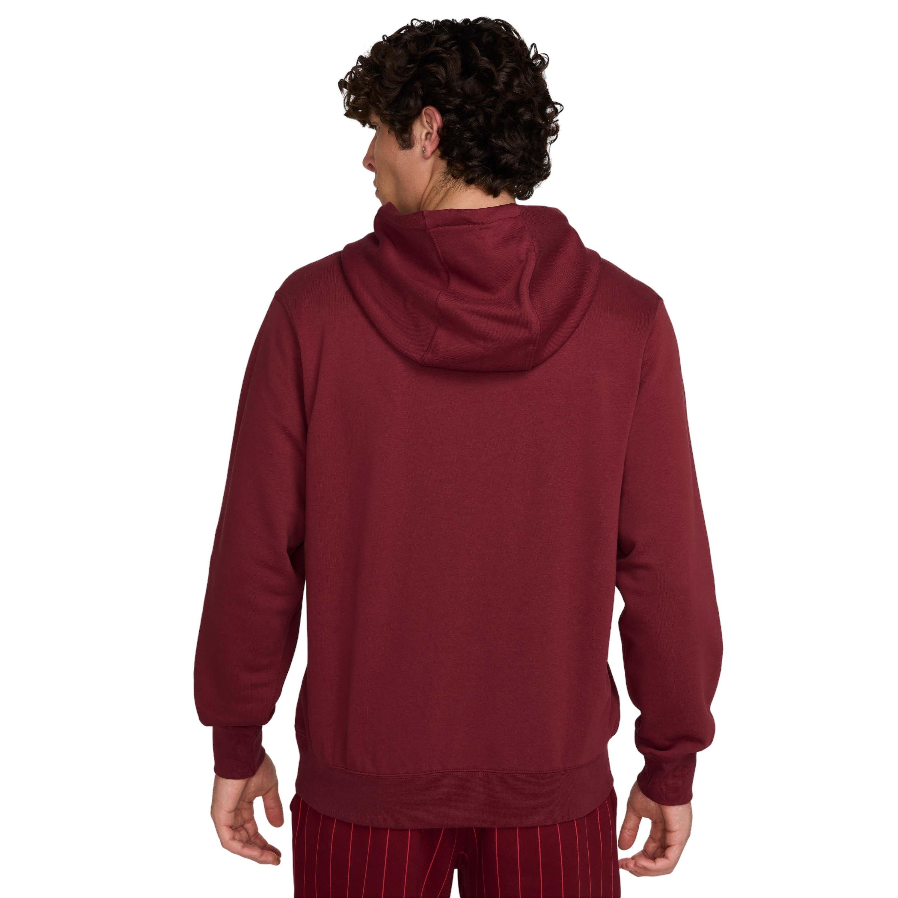 Nike Men's Club SSNL French Terry Hoodie - RED Thumbnail View 2