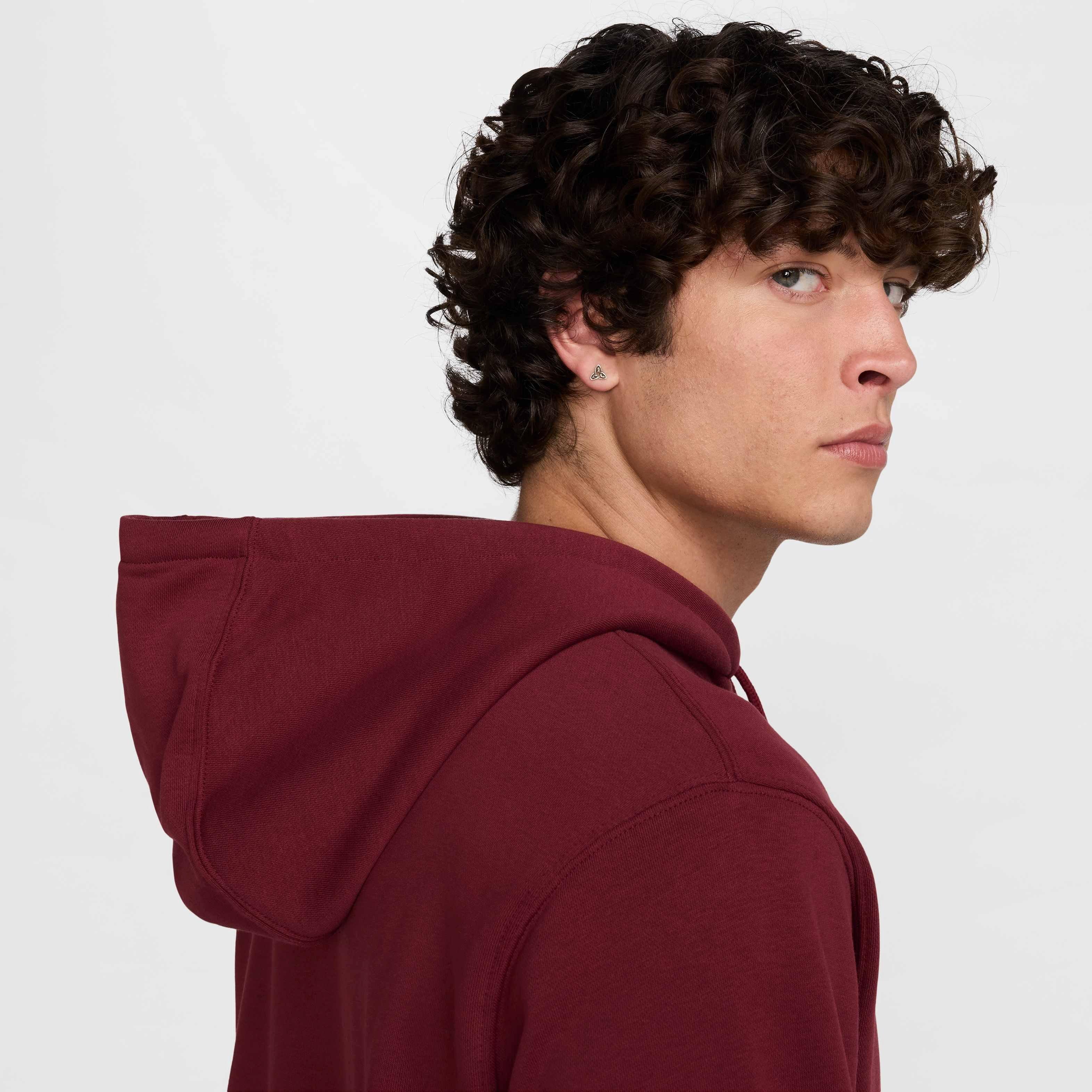 Nike Men's Club SSNL French Terry Hoodie - RED Thumbnail View 6