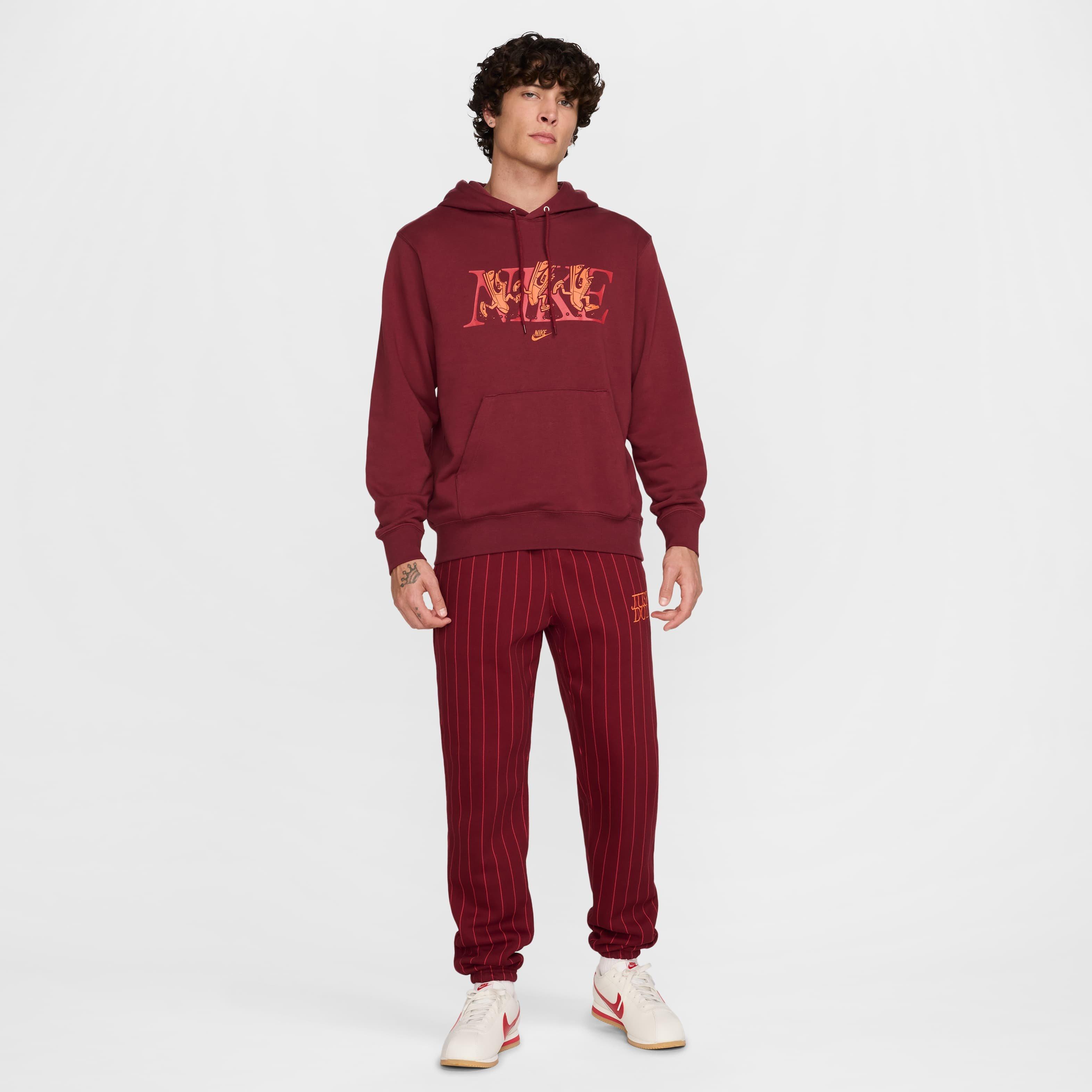 Nike Men's Club SSNL French Terry Hoodie - RED Thumbnail View 7