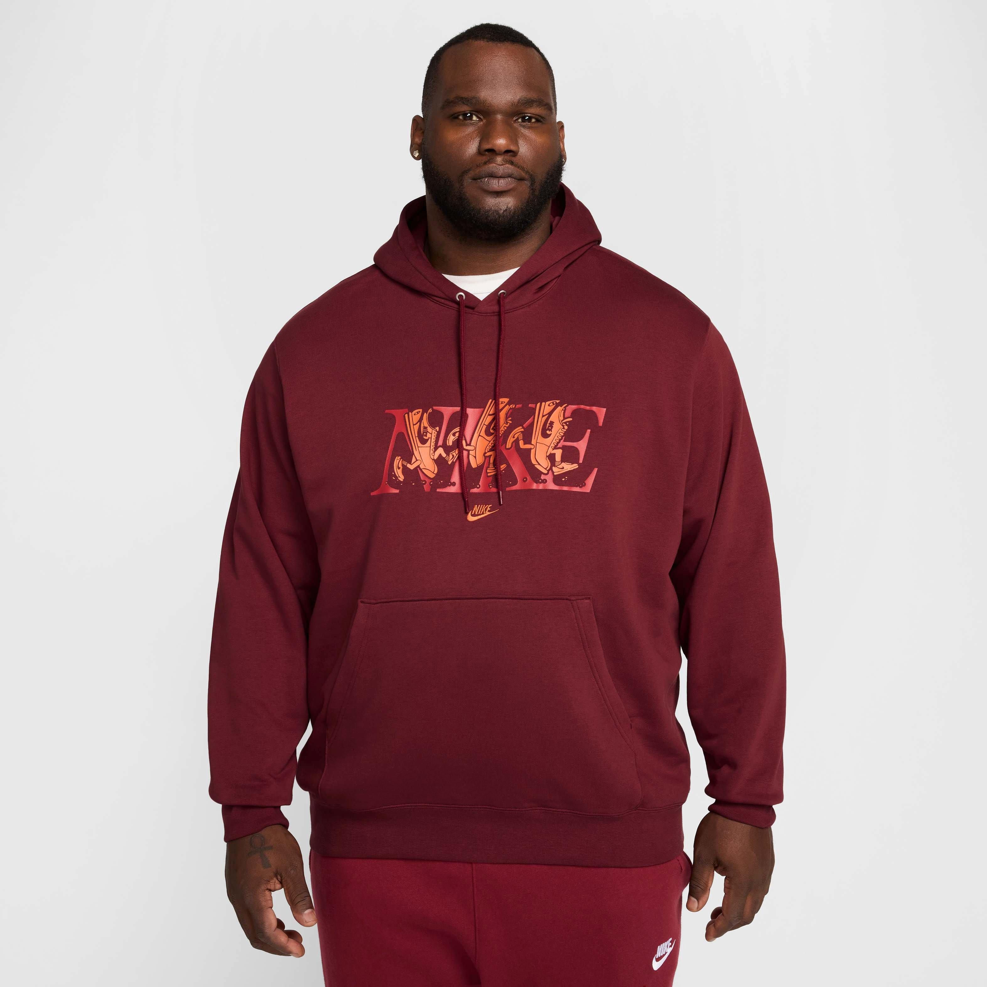 Nike Men's Club SSNL French Terry Hoodie - RED Thumbnail View 8
