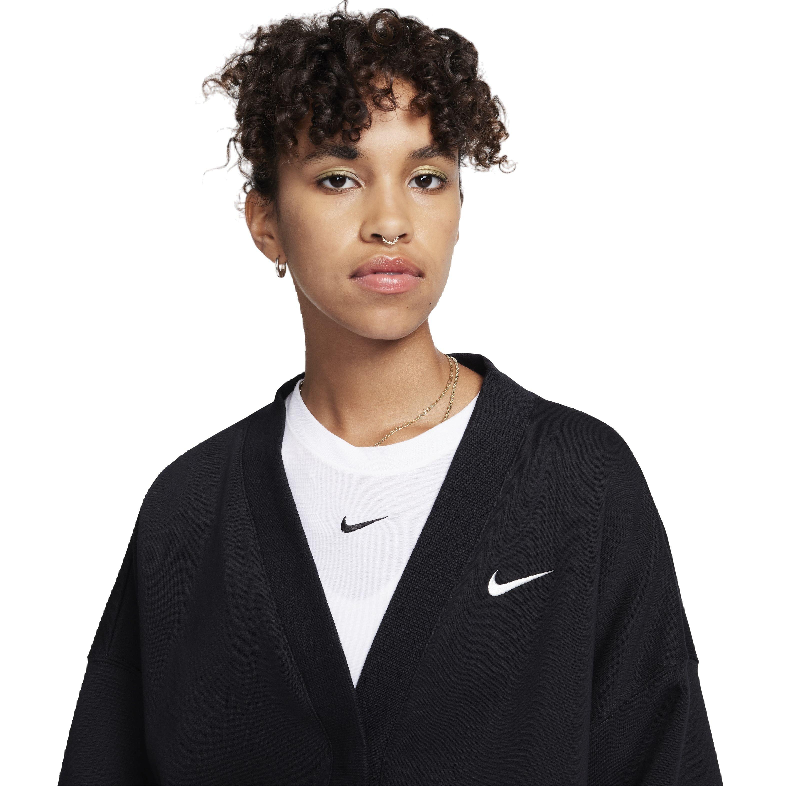 Nike Women's Sportswear Phoenix Fleece Over-Oversized Cardigan - BLACK Thumbnail View 3