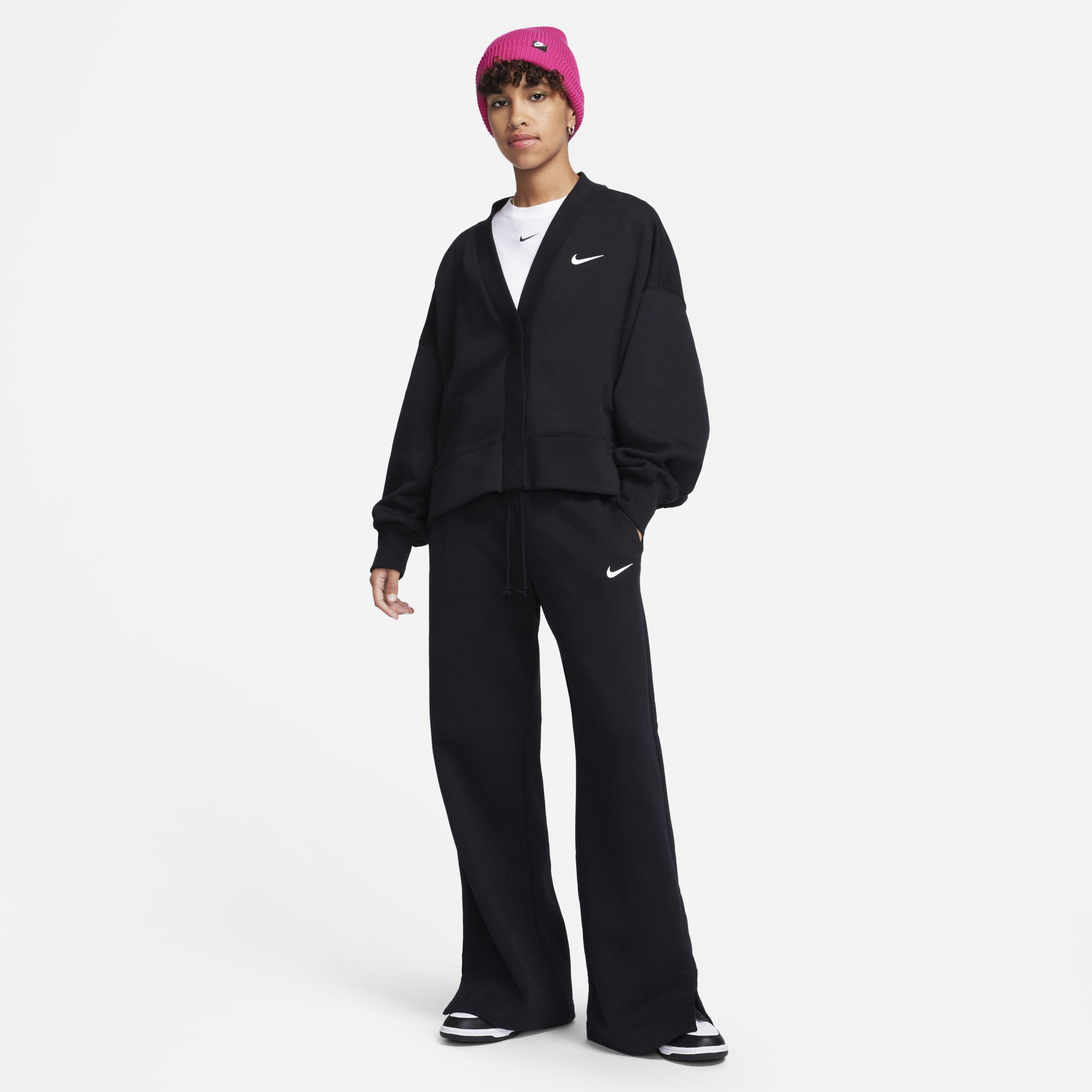 Nike Women's Sportswear Phoenix Fleece Over-Oversized Cardigan - BLACK Thumbnail View 7