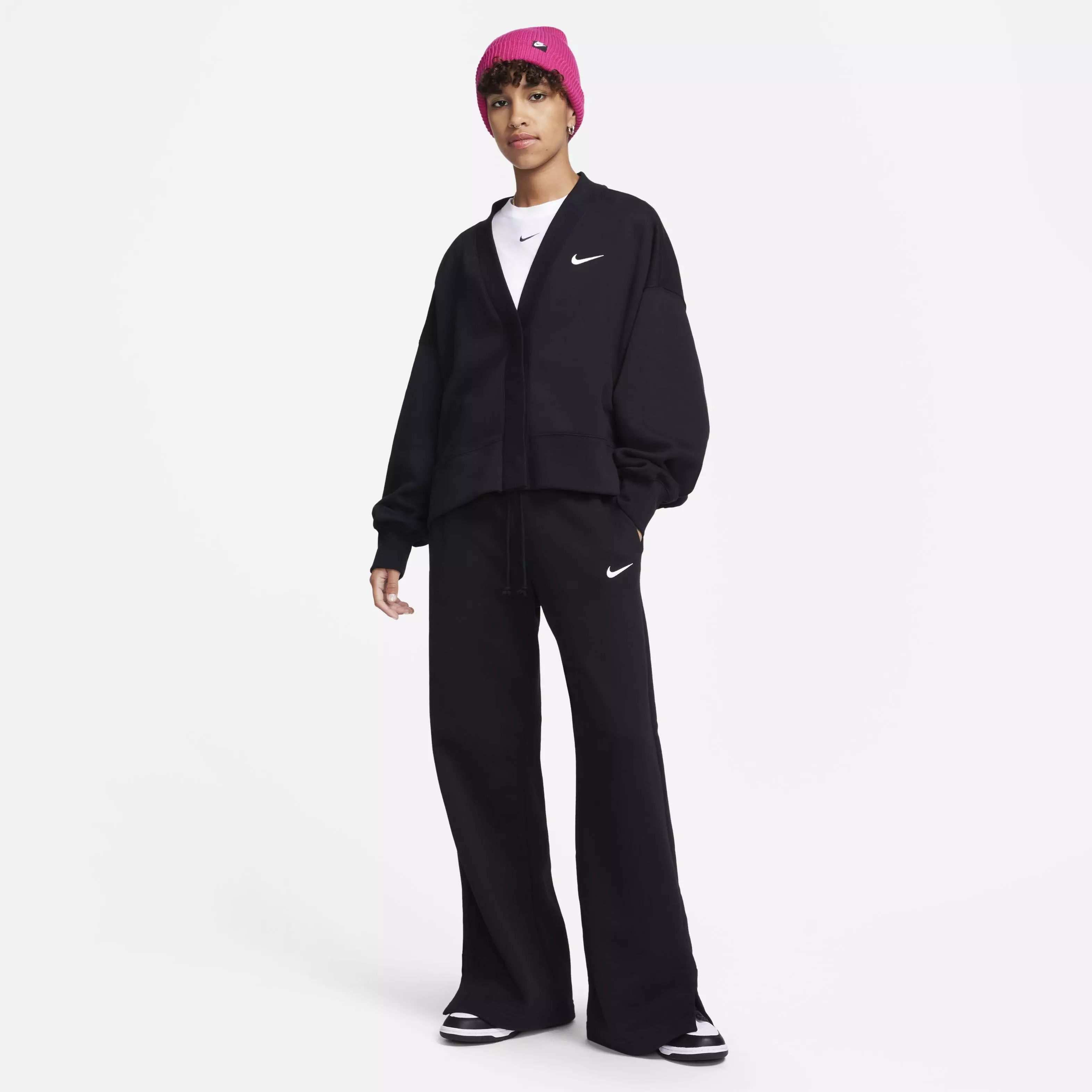 Nike Women's Sportswear Phoenix Fleece Over-Oversized Cardigan - BLACK