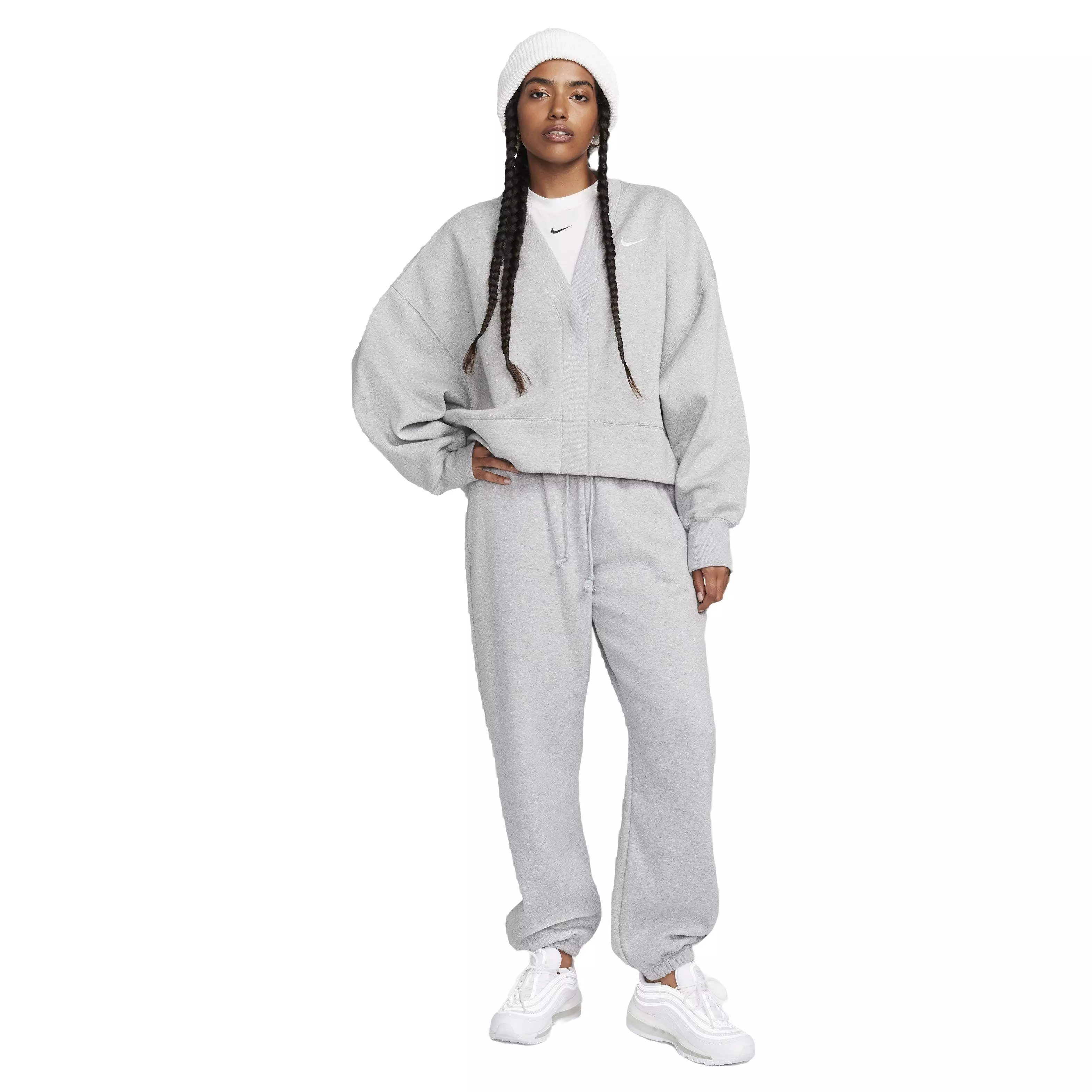 Nike Women's Sportswear Phoenix Fleece Over-Oversized Cardigan - GREY