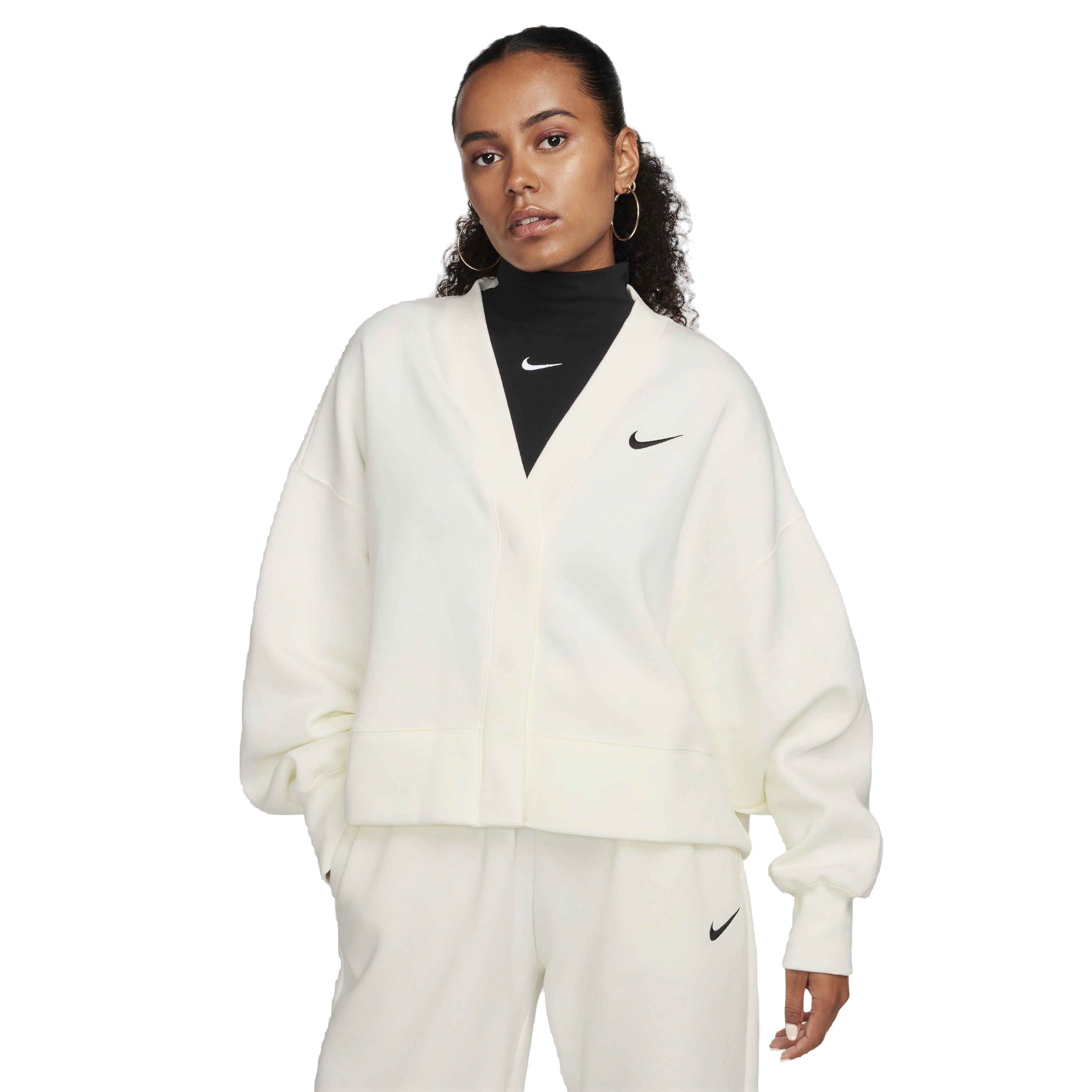Nike Women's Sportswear Phoenix Fleece Over-Oversized Cardigan - WHITE Thumbnail View 1