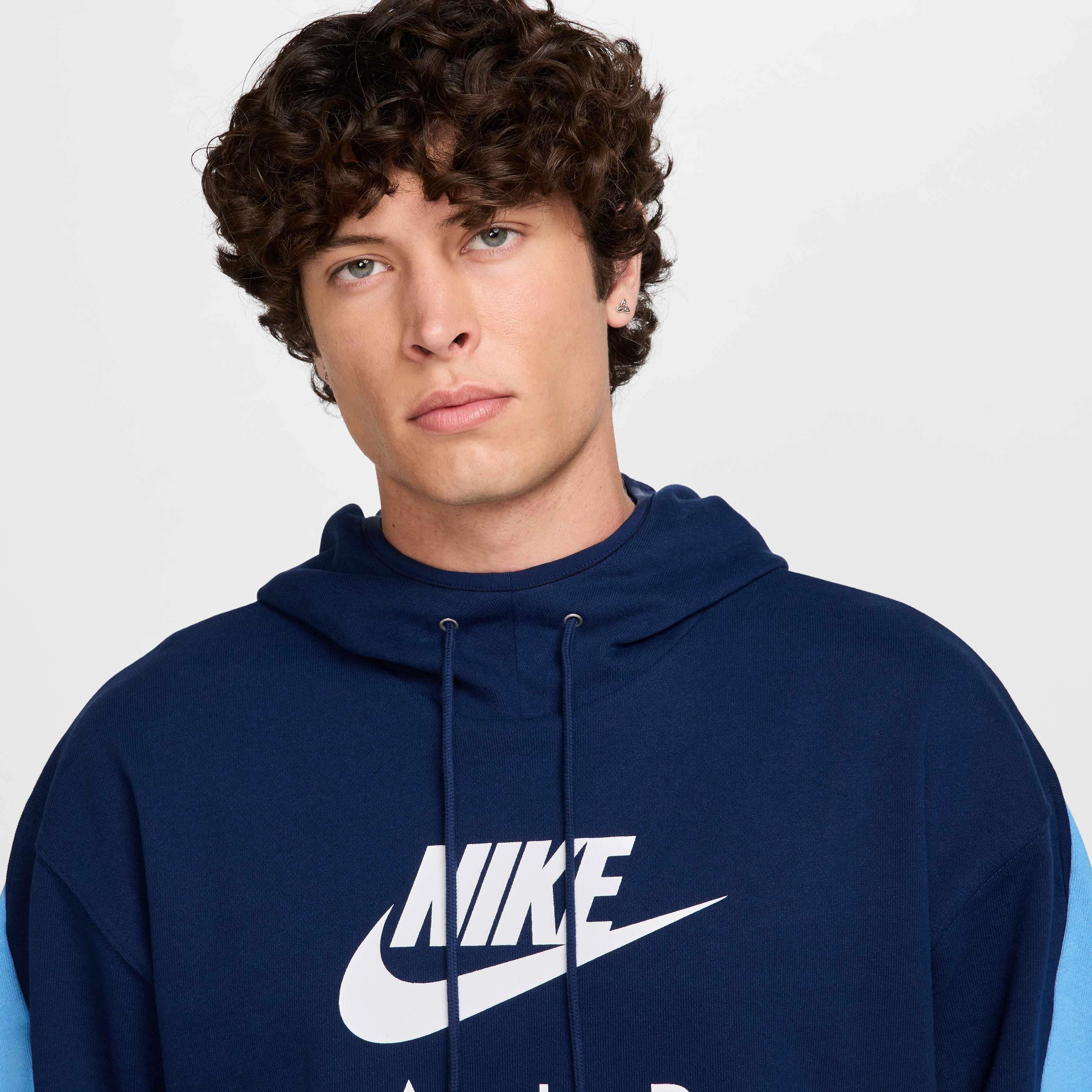 Nike Air Men's Fleece Pullover Hoodie - BLUE Thumbnail View 3