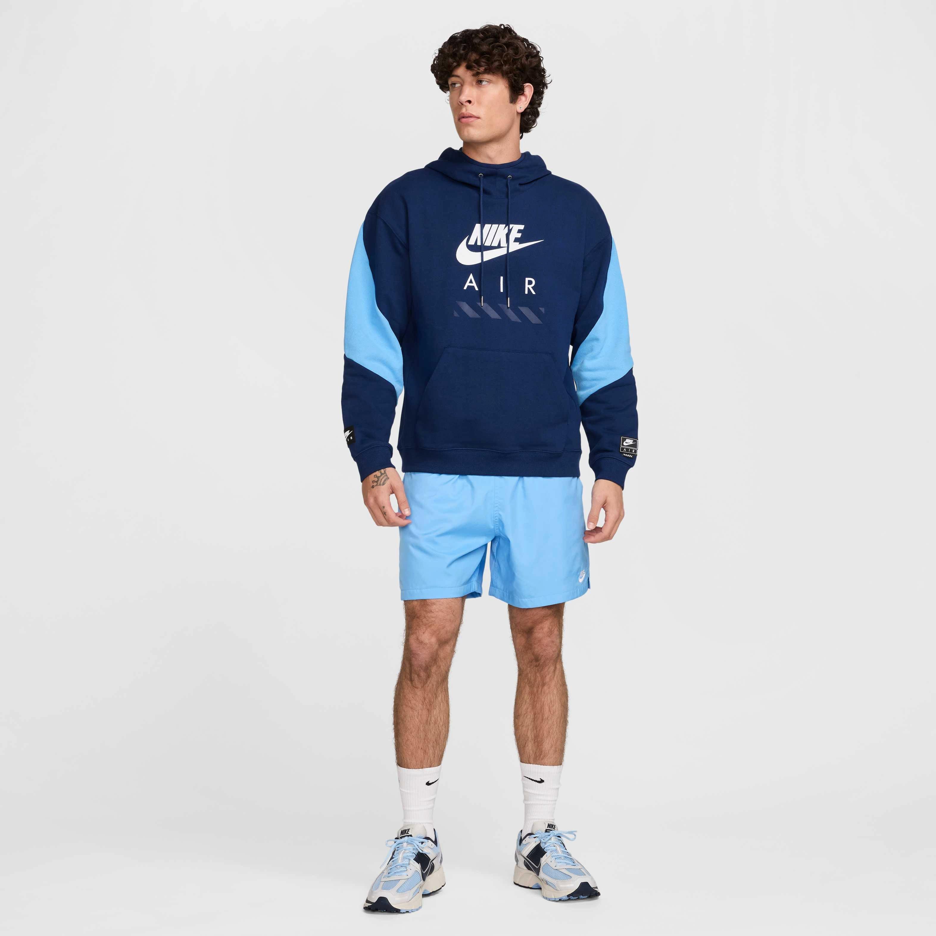 Nike Air Men's Fleece Pullover Hoodie - BLUE Thumbnail View 8
