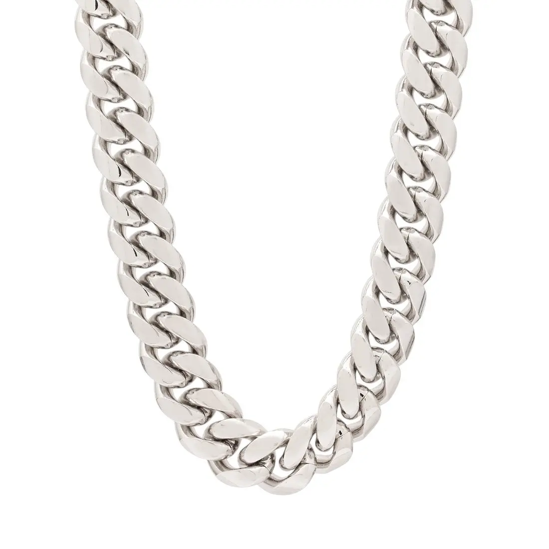 King Ice 16mm Miami Cuban Link Chain - White Gold - WHITE GOLD