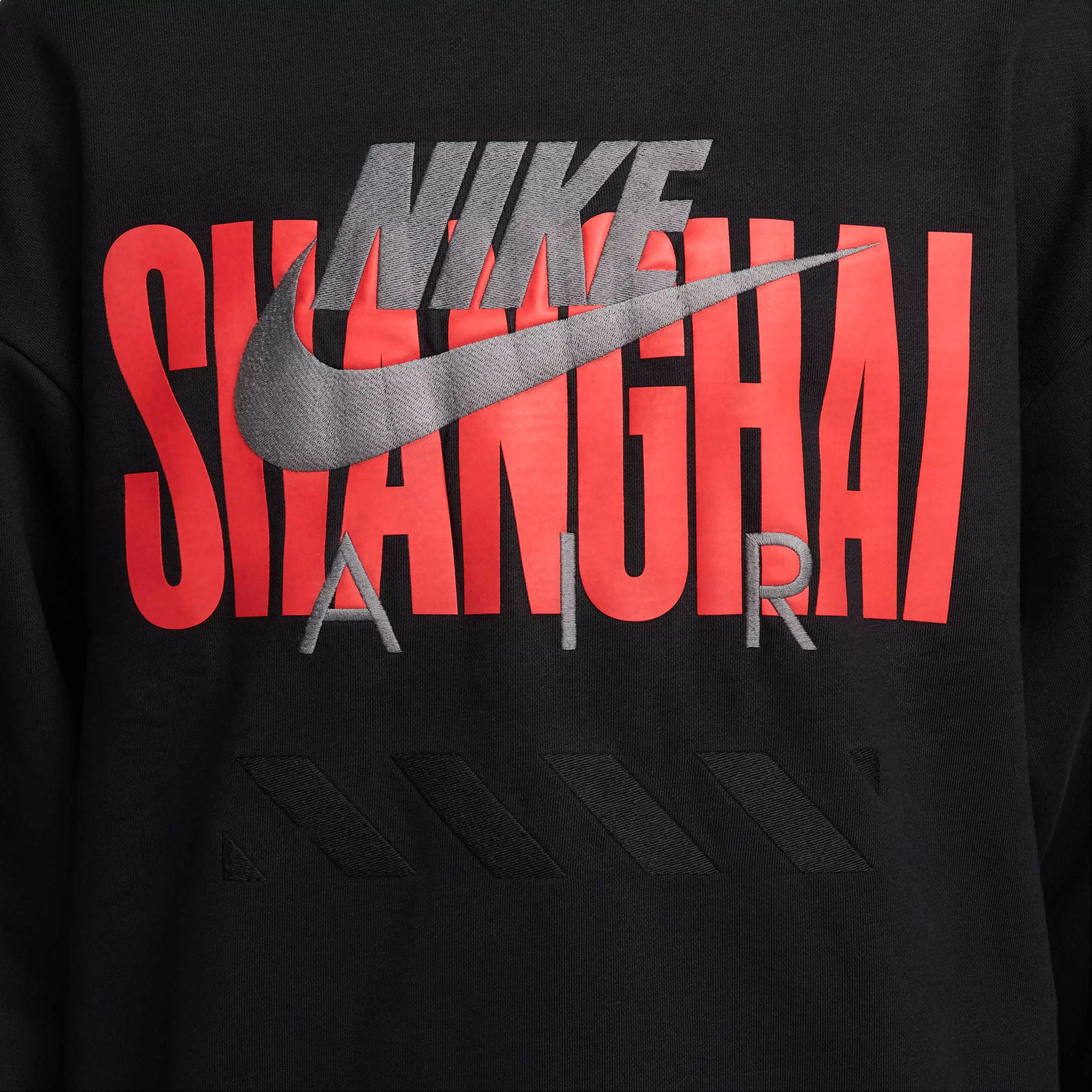 Nike Air Men's "Shanghai" Fleece Crew - Black - BLACK