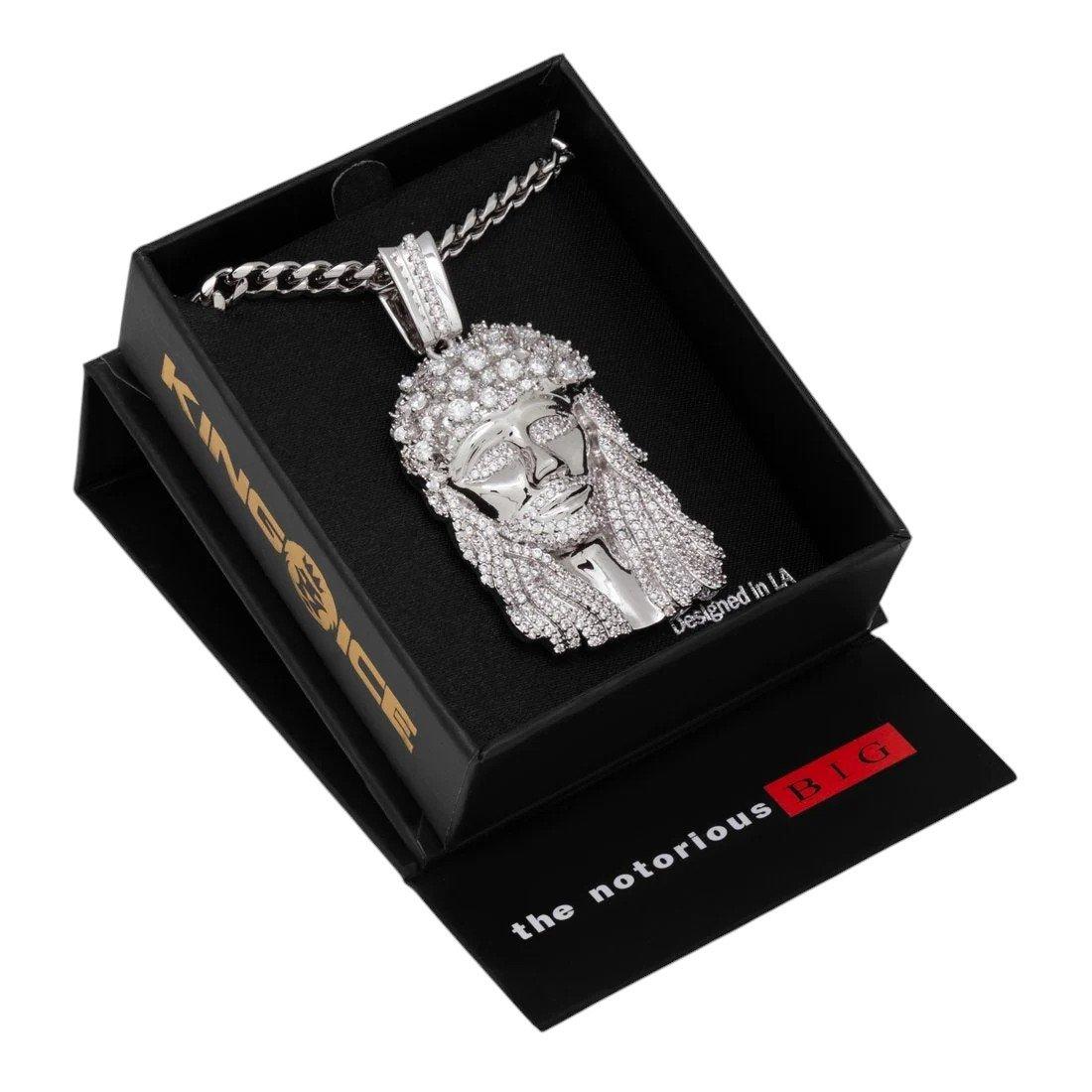 King Ice x Notorious B.I.G.-Biggie Jesus Necklace - WHITE GOLD