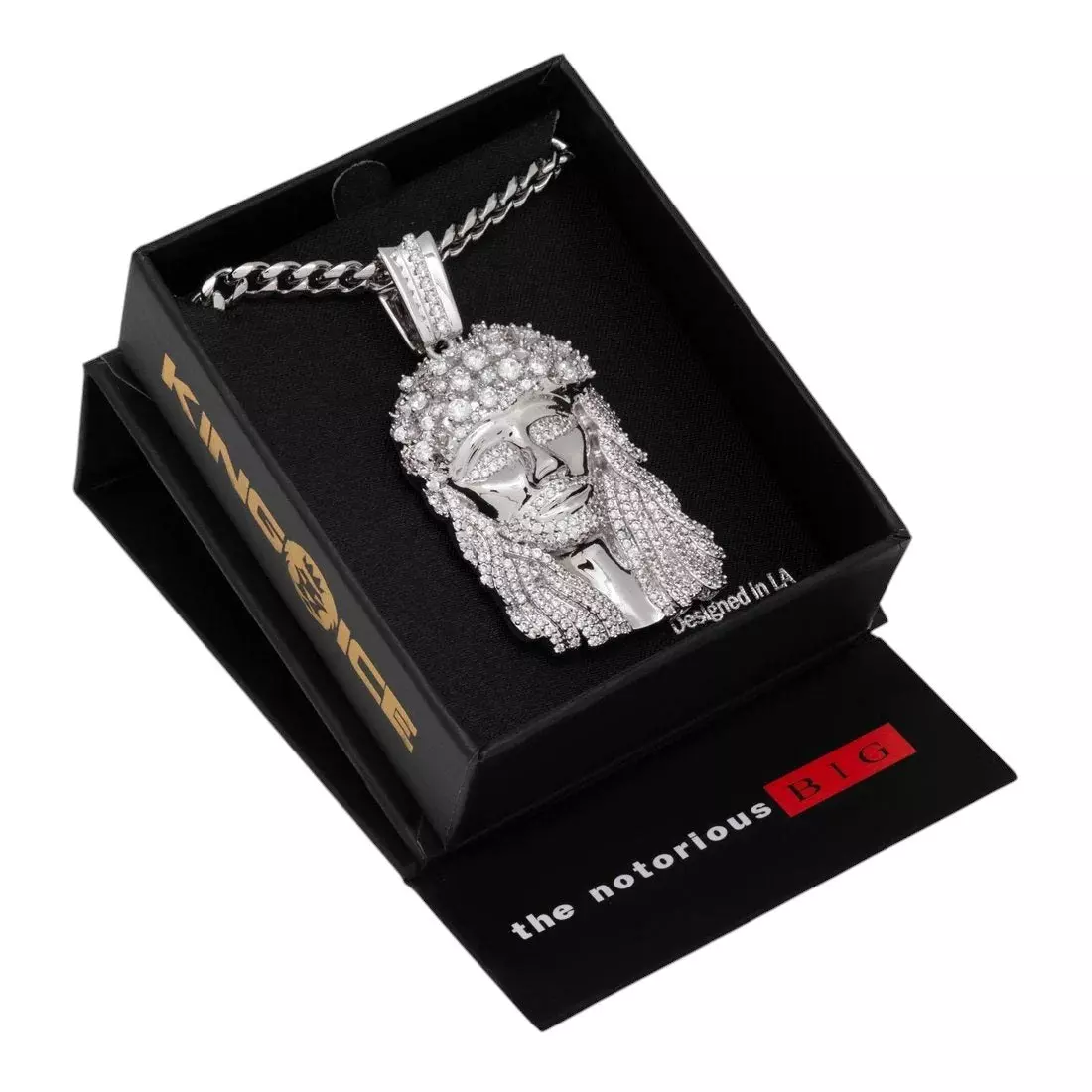 King Ice x Notorious B.I.G.-Biggie Jesus Necklace - WHITE GOLD