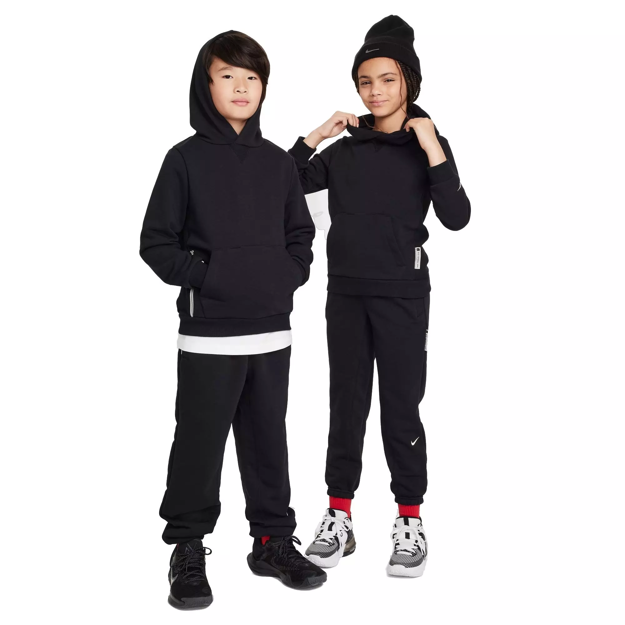 Nike Big Kids' Standard Issue Dri-FIT Fleece Basketball Hoodie - BLACK