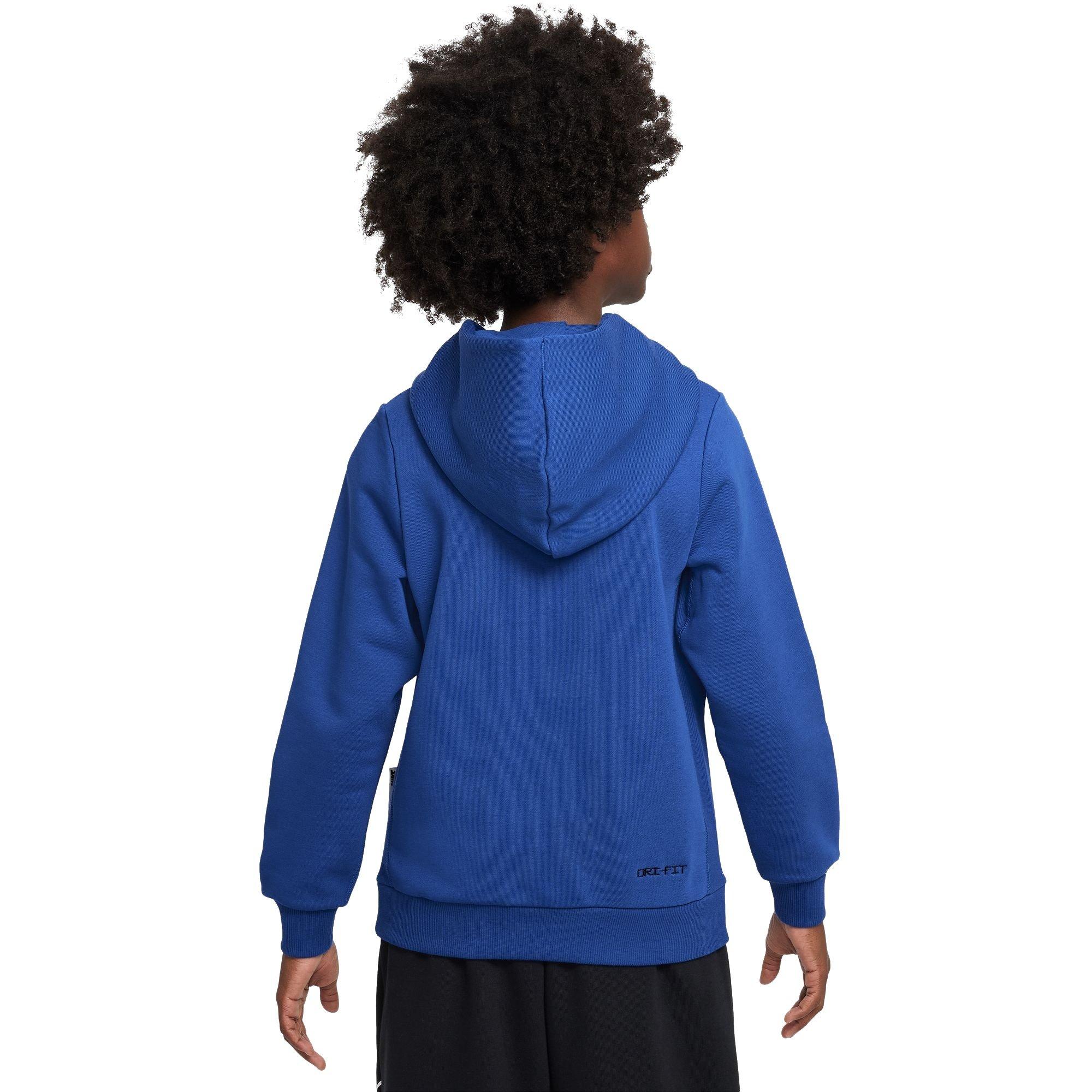 Nike Big Kids' Standard Issue Dri-FIT Fleece Basketball Hoodie - BLUE Thumbnail View 2