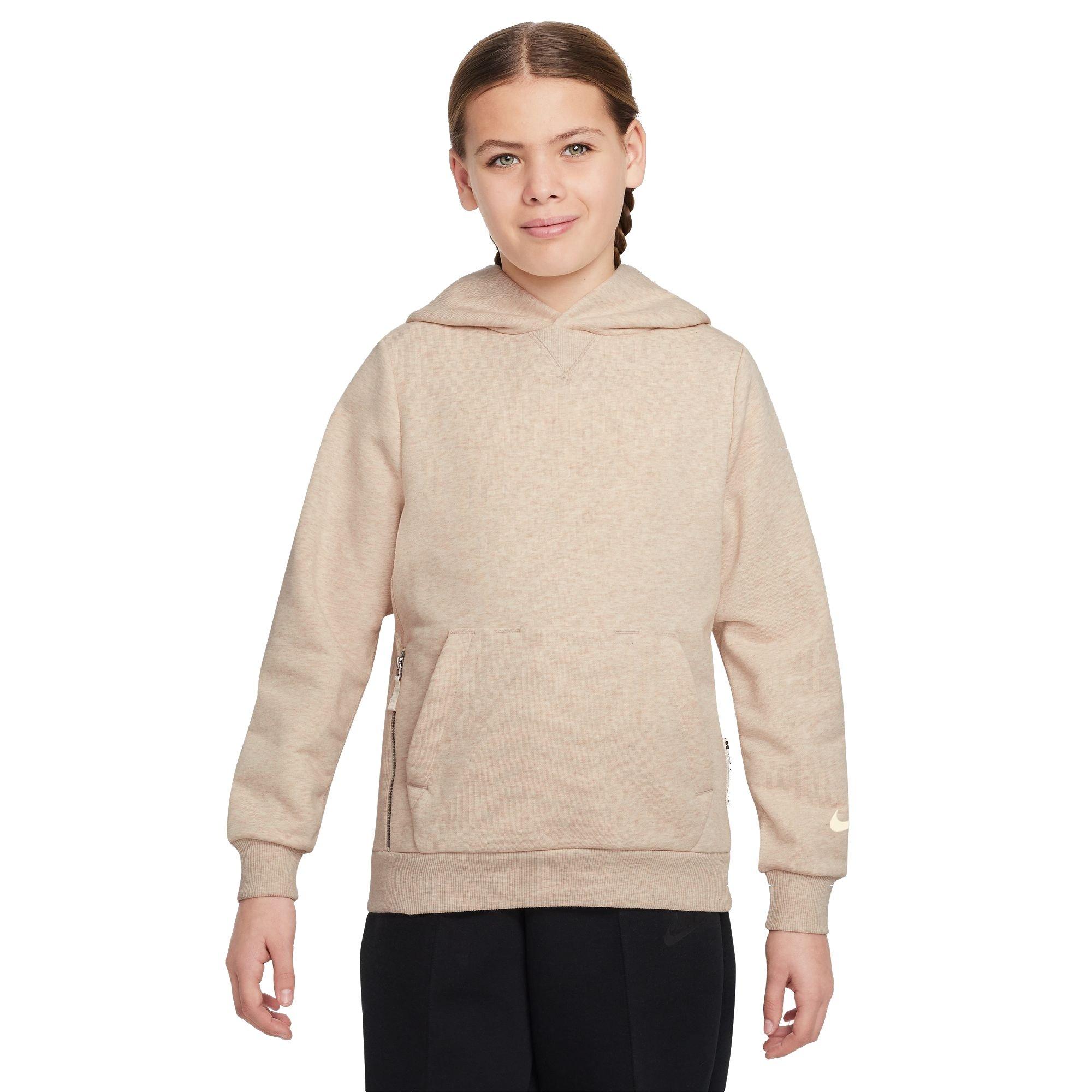 Nike Big Kids' Standard Issue Dri-FIT Fleece Basketball Hoodie - TAN Thumbnail View 3