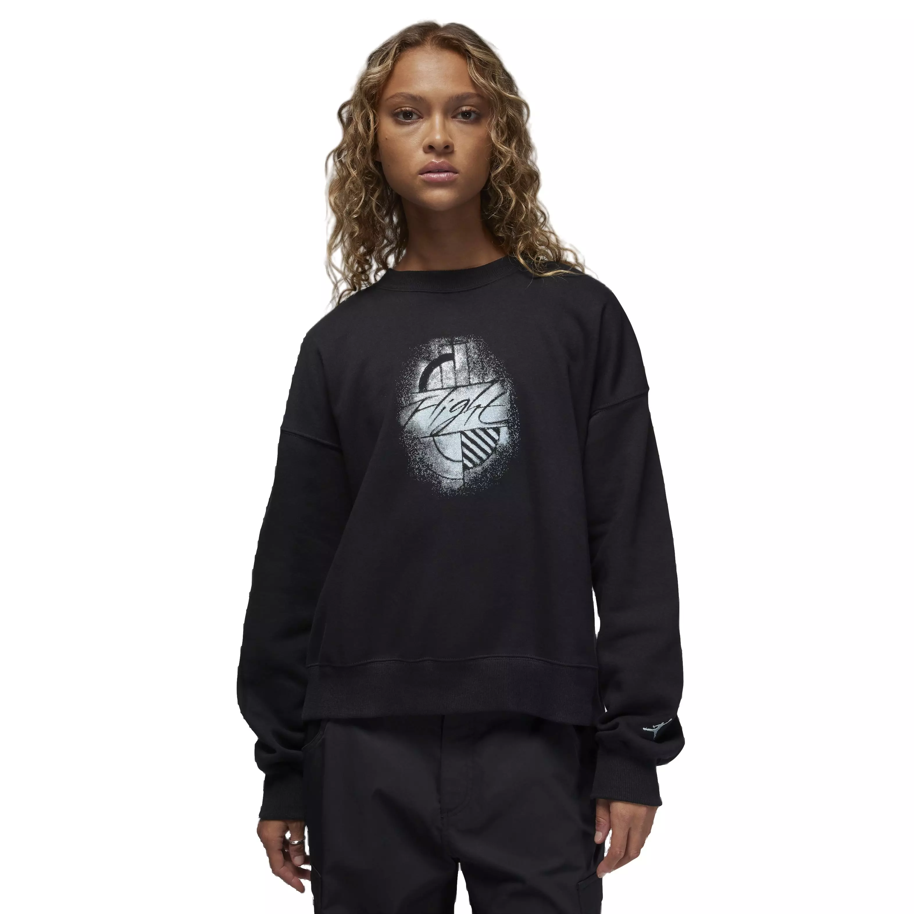 Jordan Women's Brooklyn Fleece Graphic Crew-Neck Sweatshirt -Black - BLACK