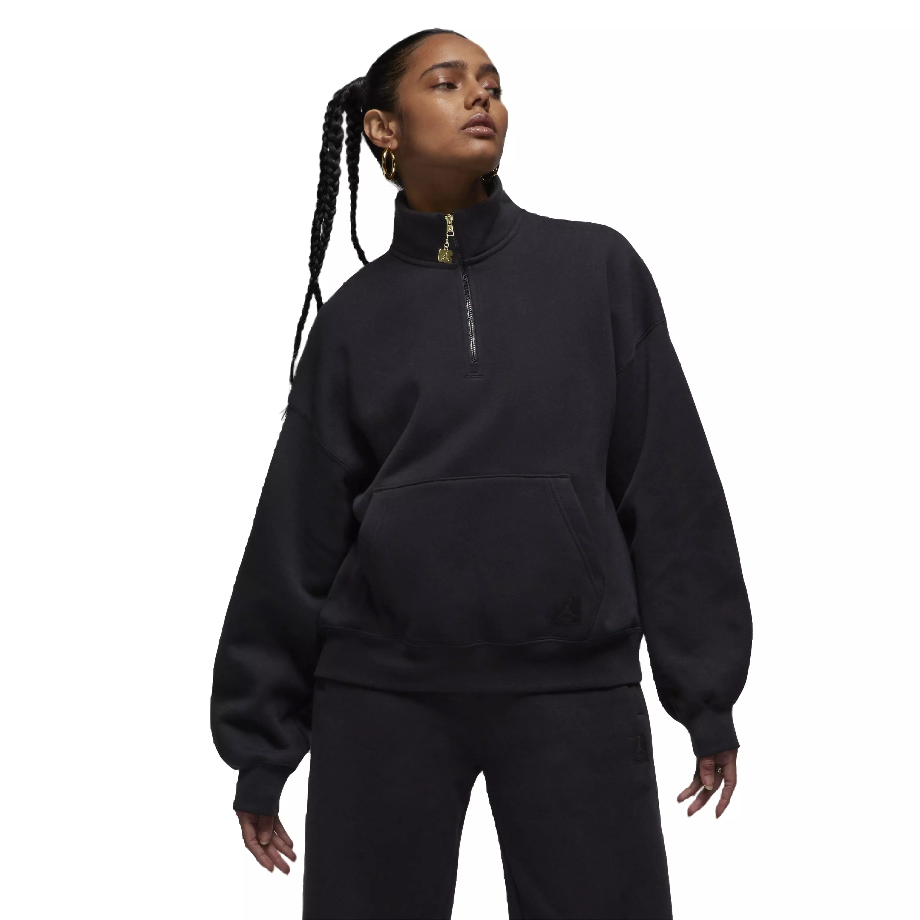 Jordan Women's Flight Fleece Quarter-Zip Top - BLACK