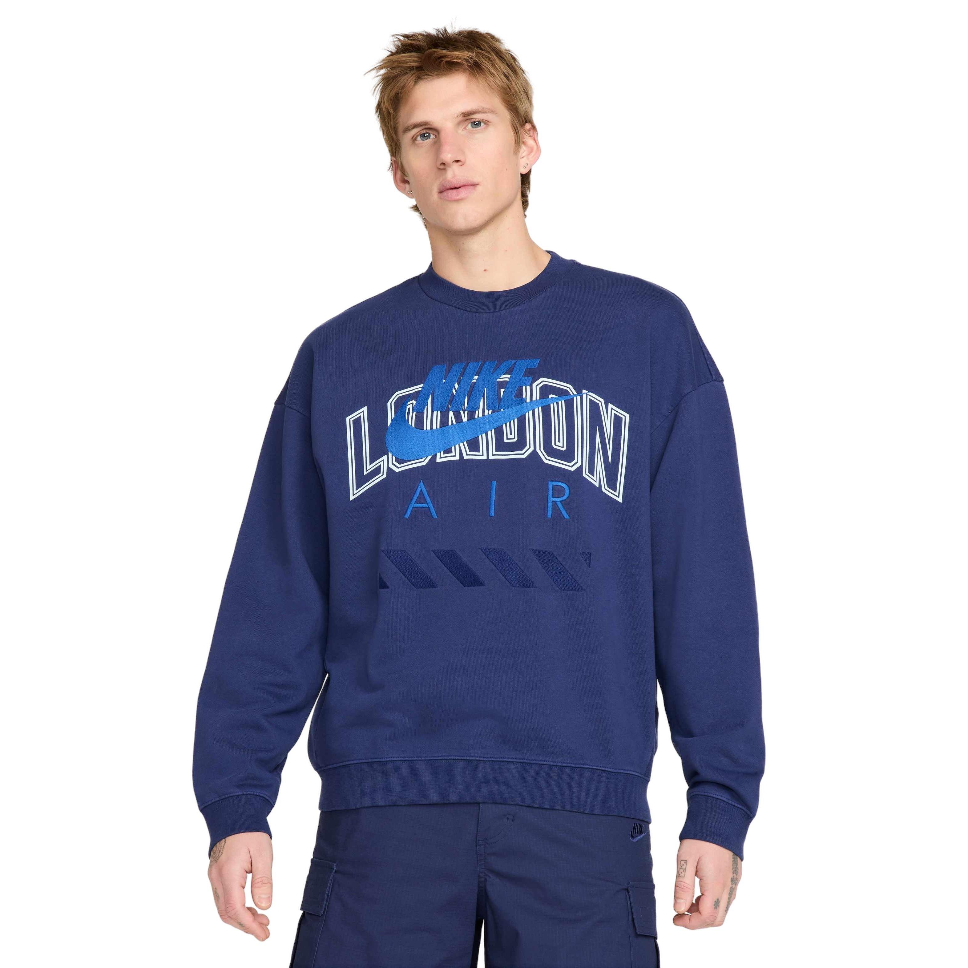 Nike Air Men's "London" Fleece Crew - Blue - BLUE Thumbnail View 1