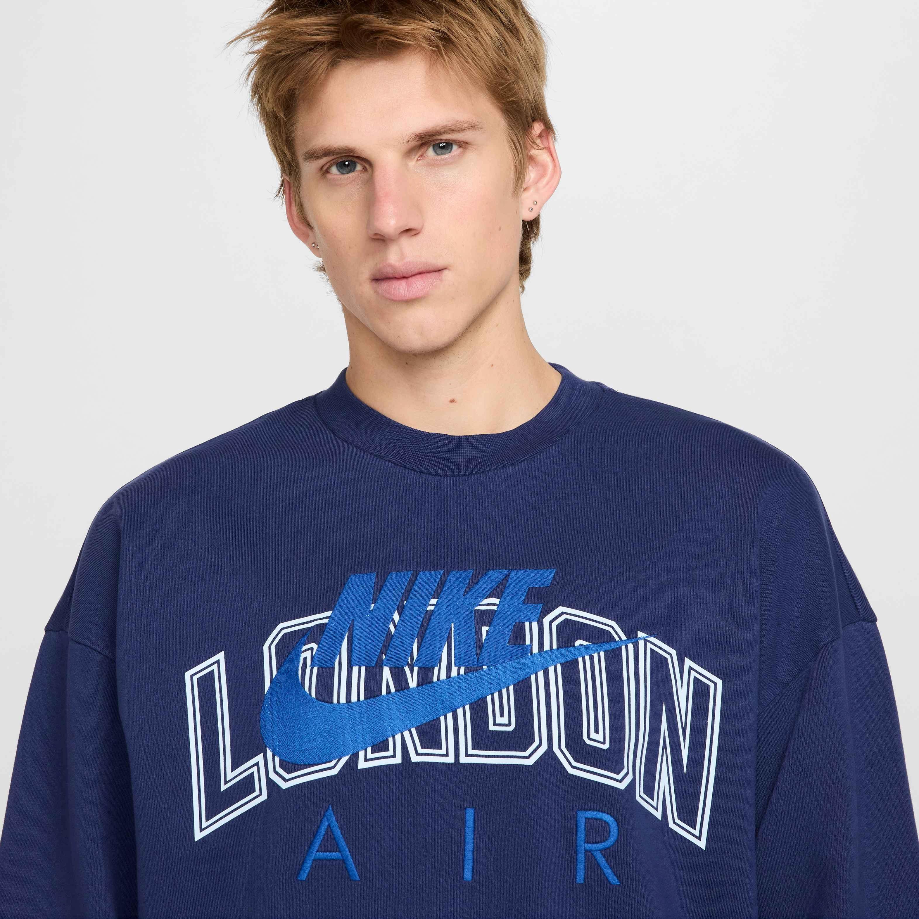 Nike Air Men's "London" Fleece Crew -Blue - BLUE Thumbnail View 3