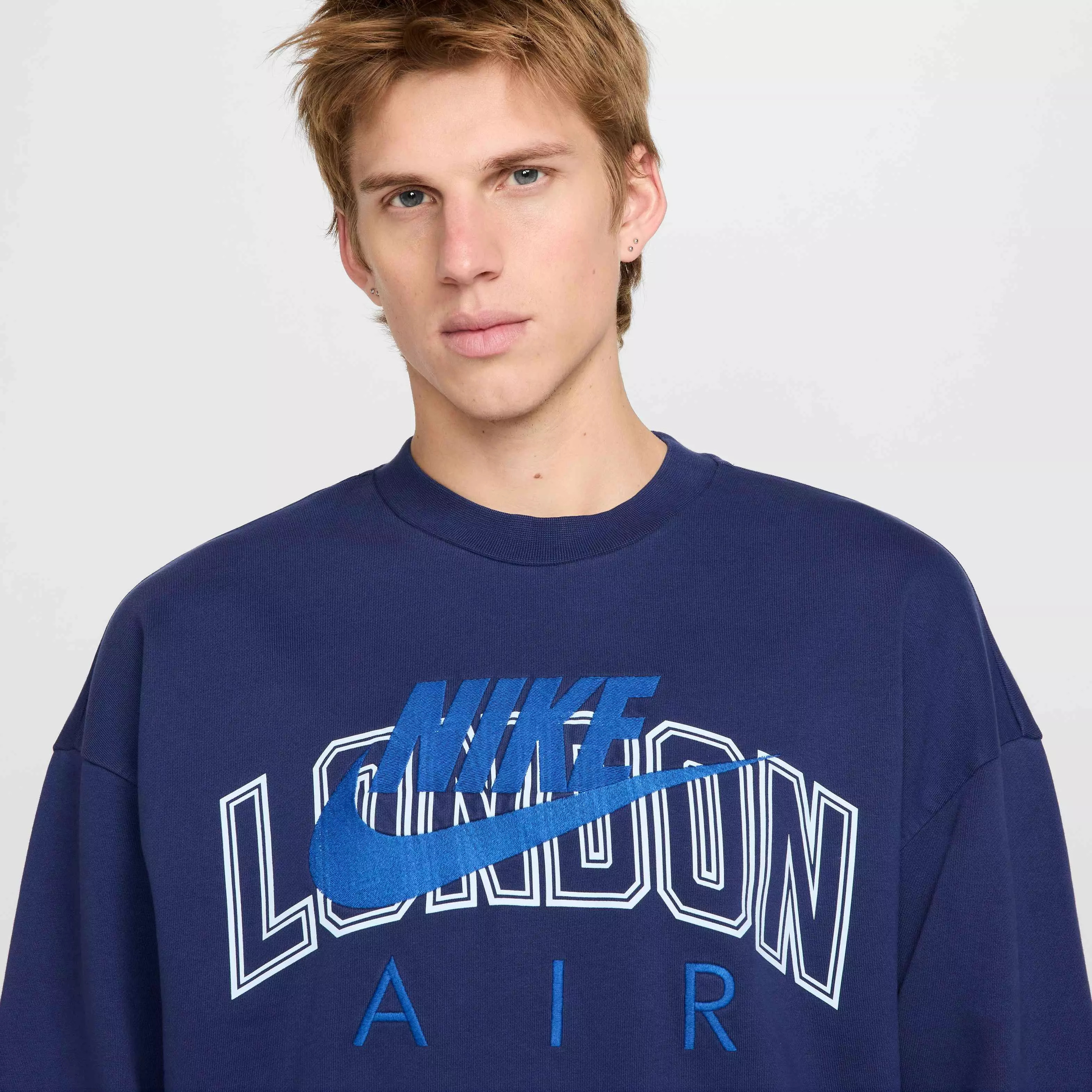 Nike Air Men's "London" Fleece Crew -Blue - BLUE
