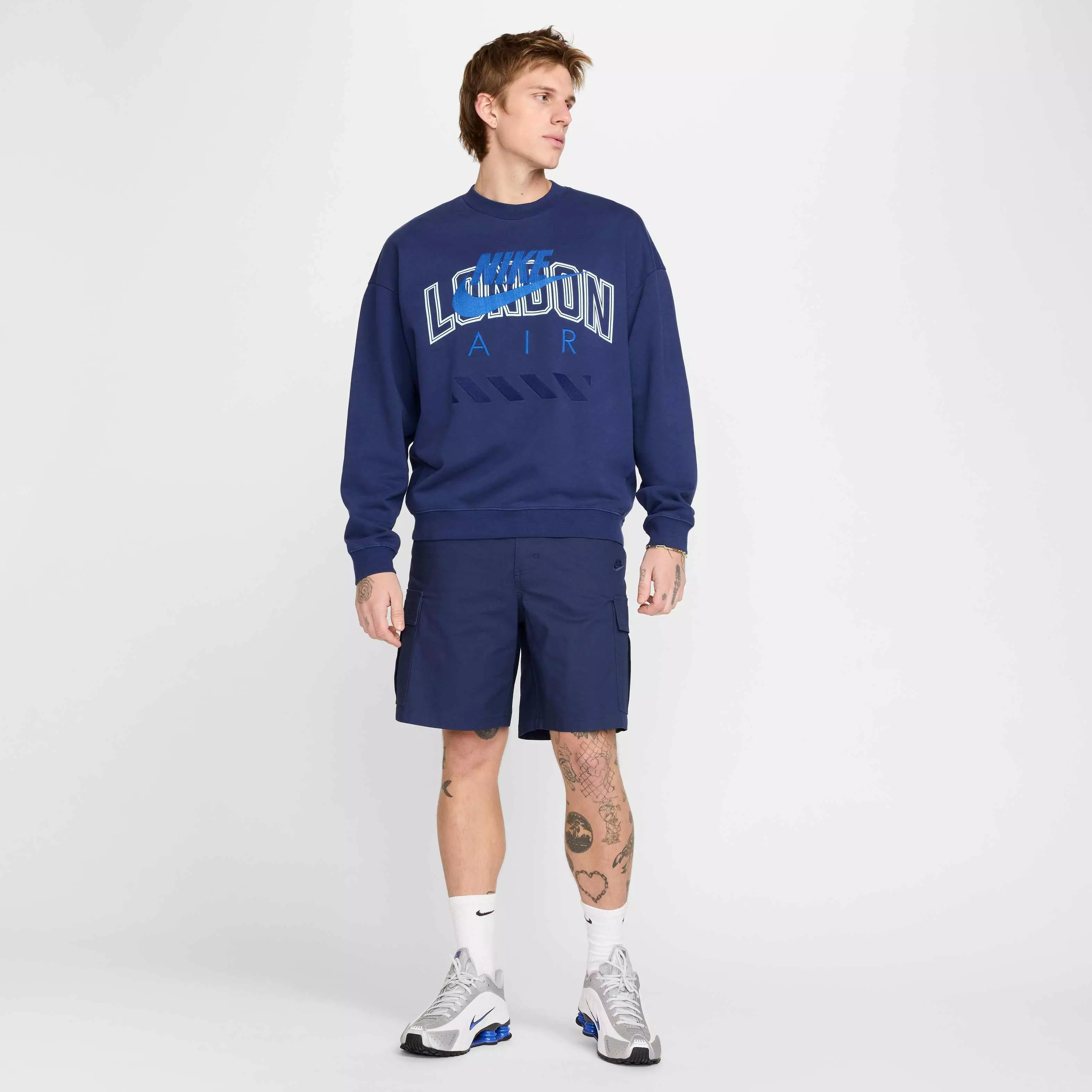 Nike Air Men's "London" Fleece Crew - Blue - BLUE