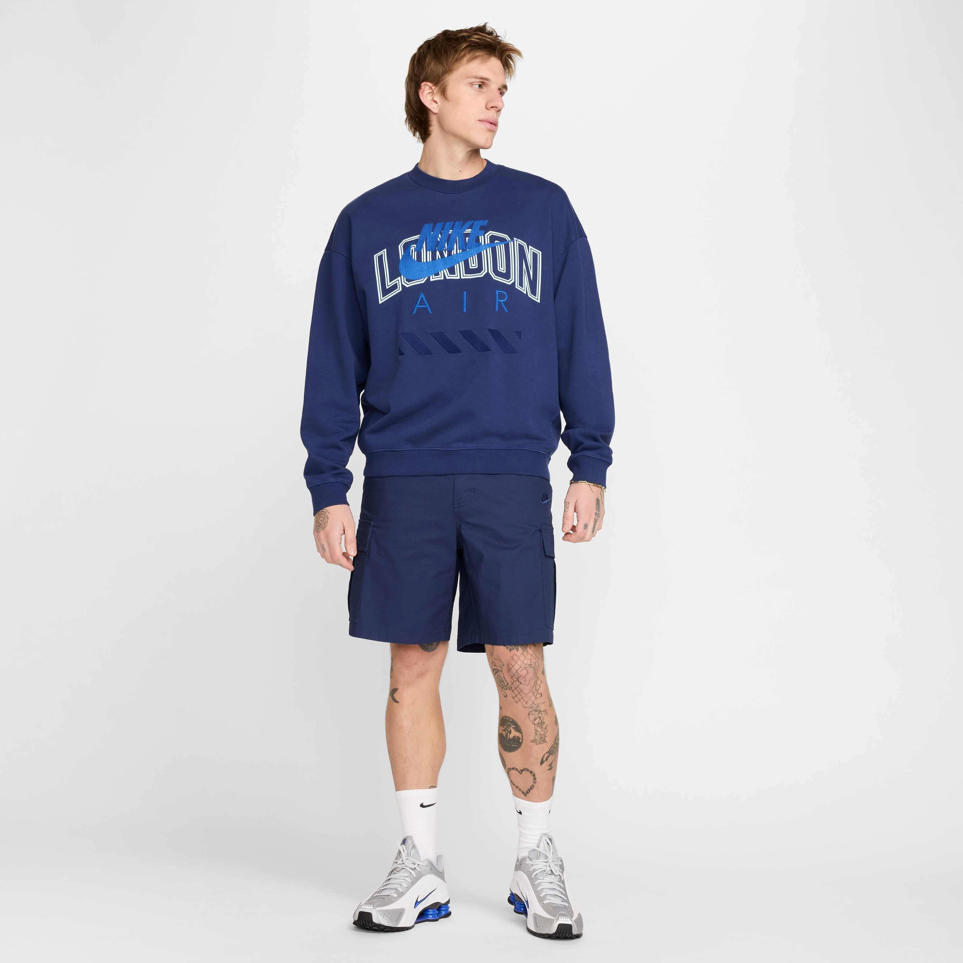 Nike Air Men's "London" Fleece Crew -Blue - BLUE Thumbnail View 4